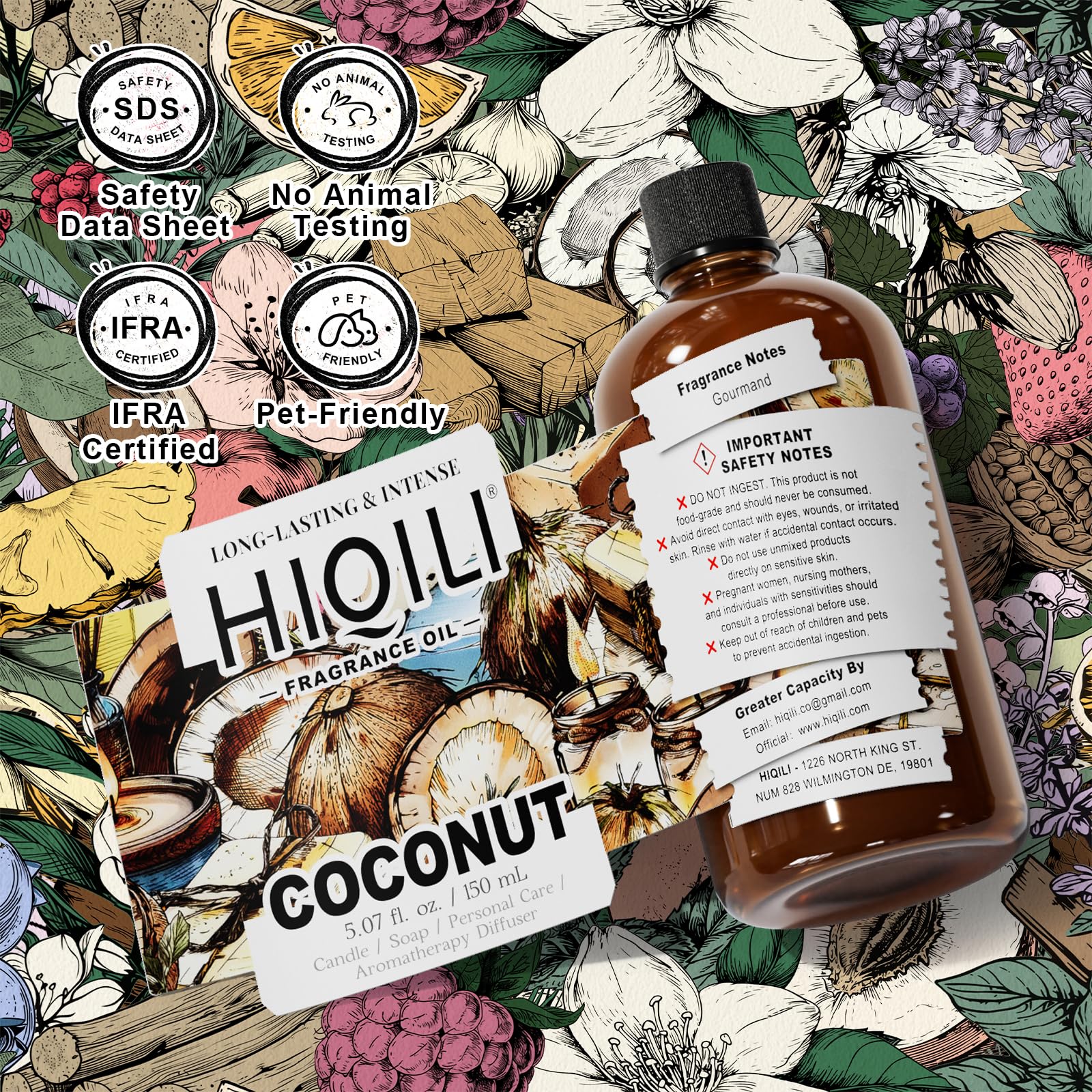 HIQILI huile parfum coco diffuseur voiture, rafraîchit l’habitacle avec coco