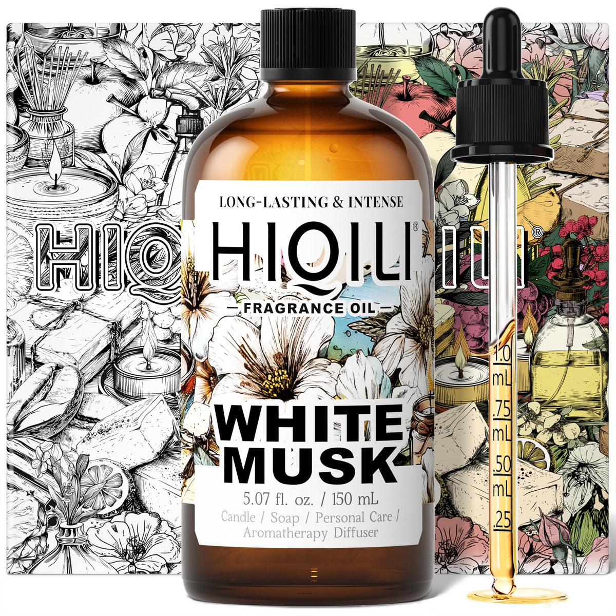 HIQILI huile parfum musc blanc – bouteille, parfum durable pour usage polyvalent