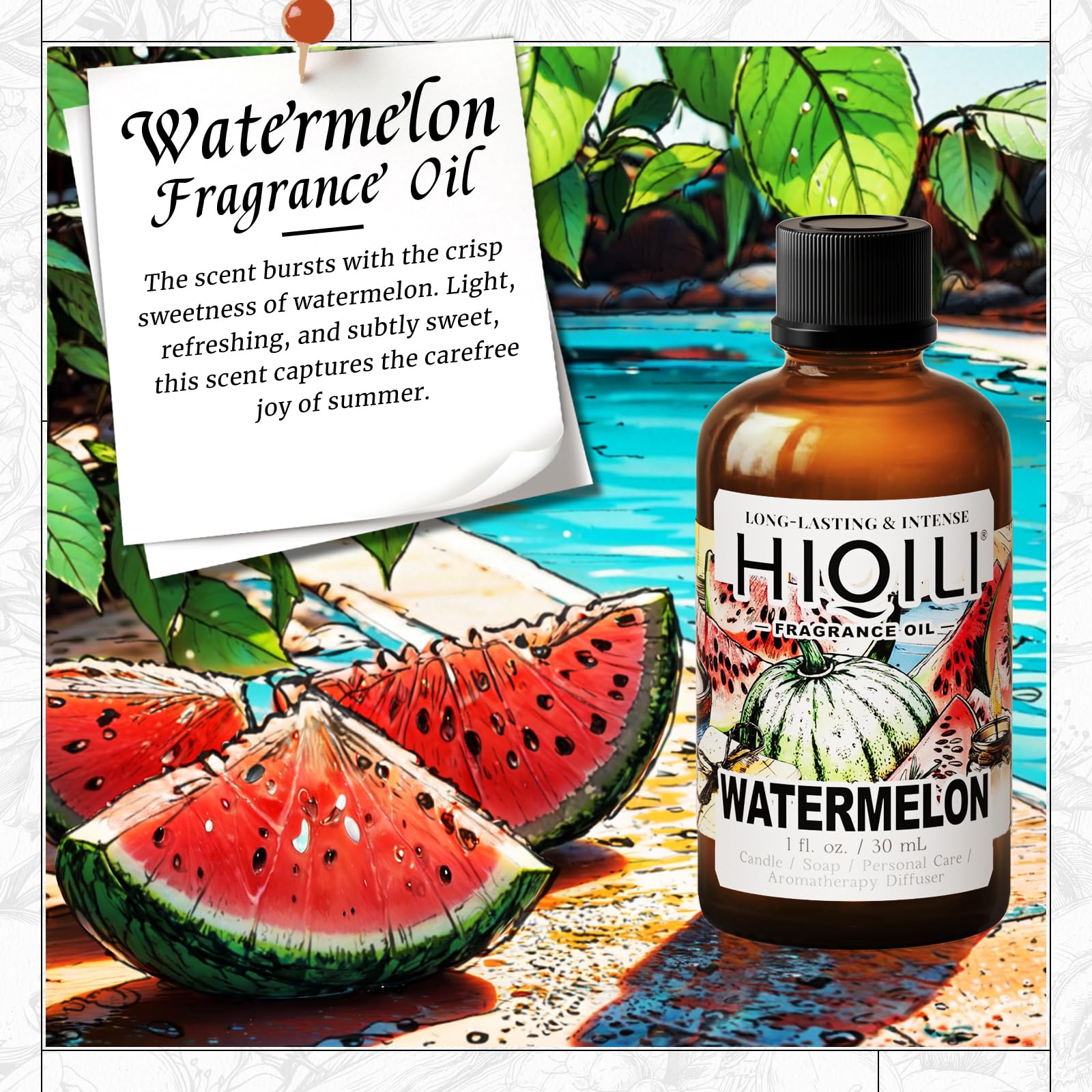 HIQILI huile parfum pasteque, etiquette précise pour doser dans vos projets.