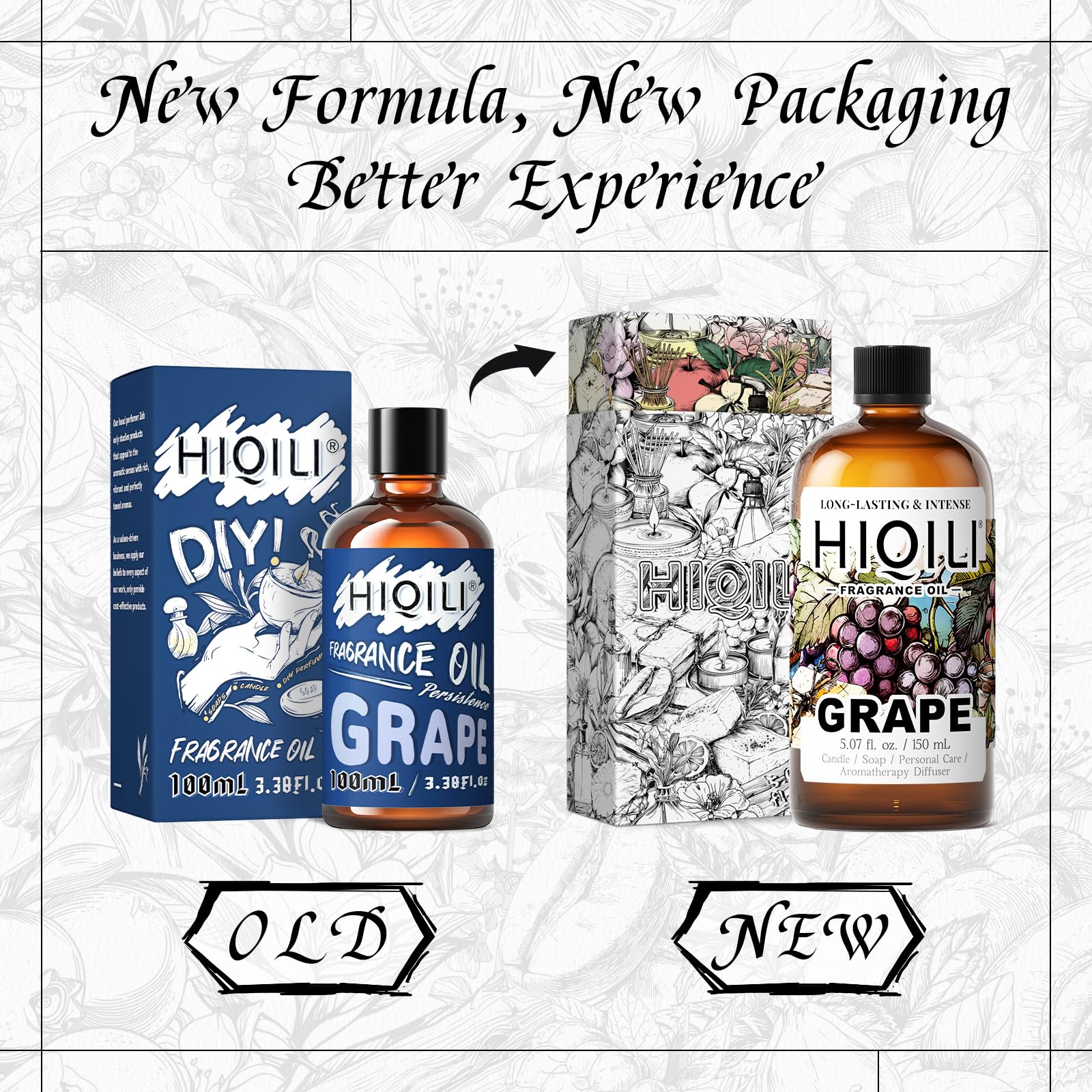 HIQILI huile parfum raisin — bougie artisanale parfumée pour ambiance gourmande