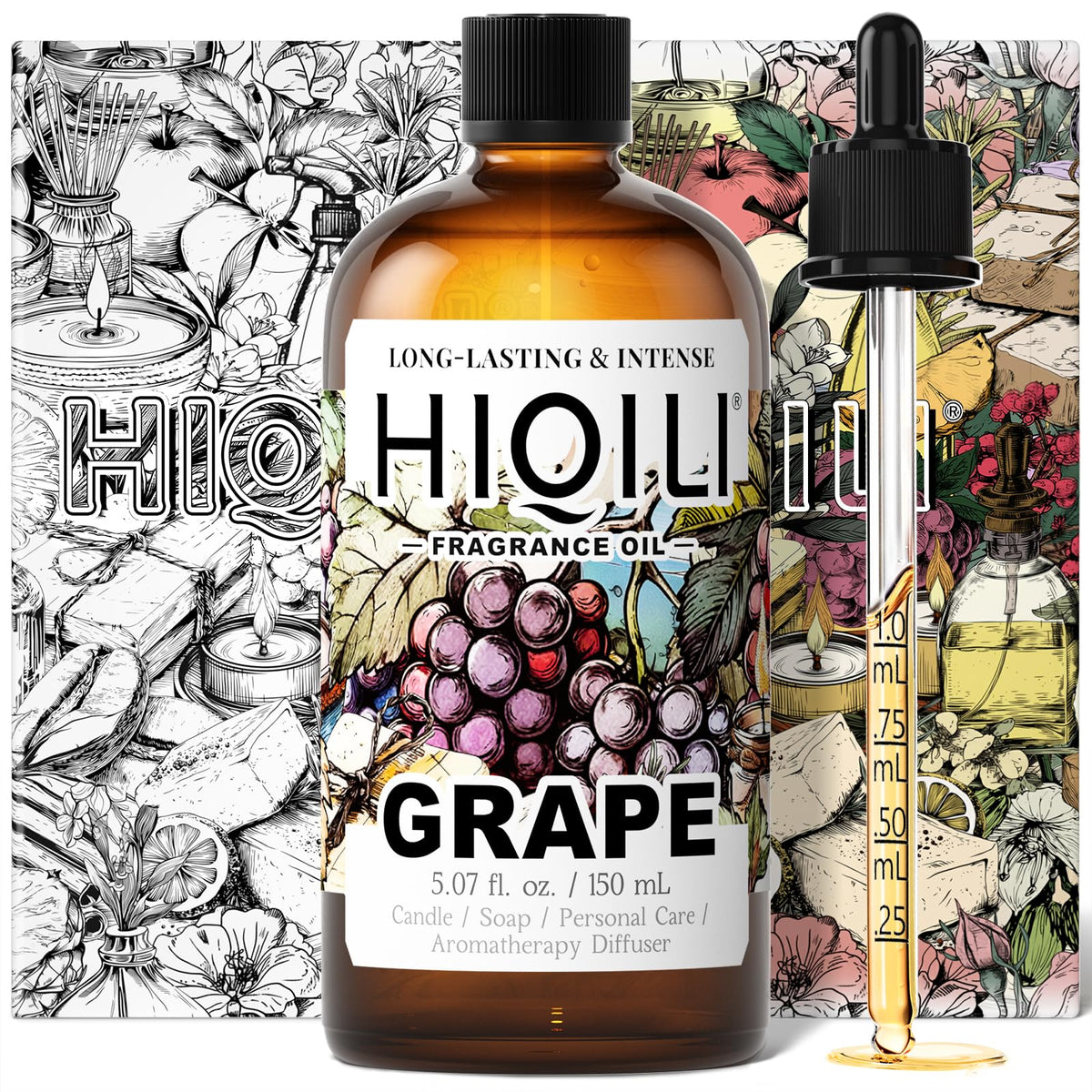 HIQILI huile parfum raisin — bouteille-pompe pratique pour dosage précis et rapide