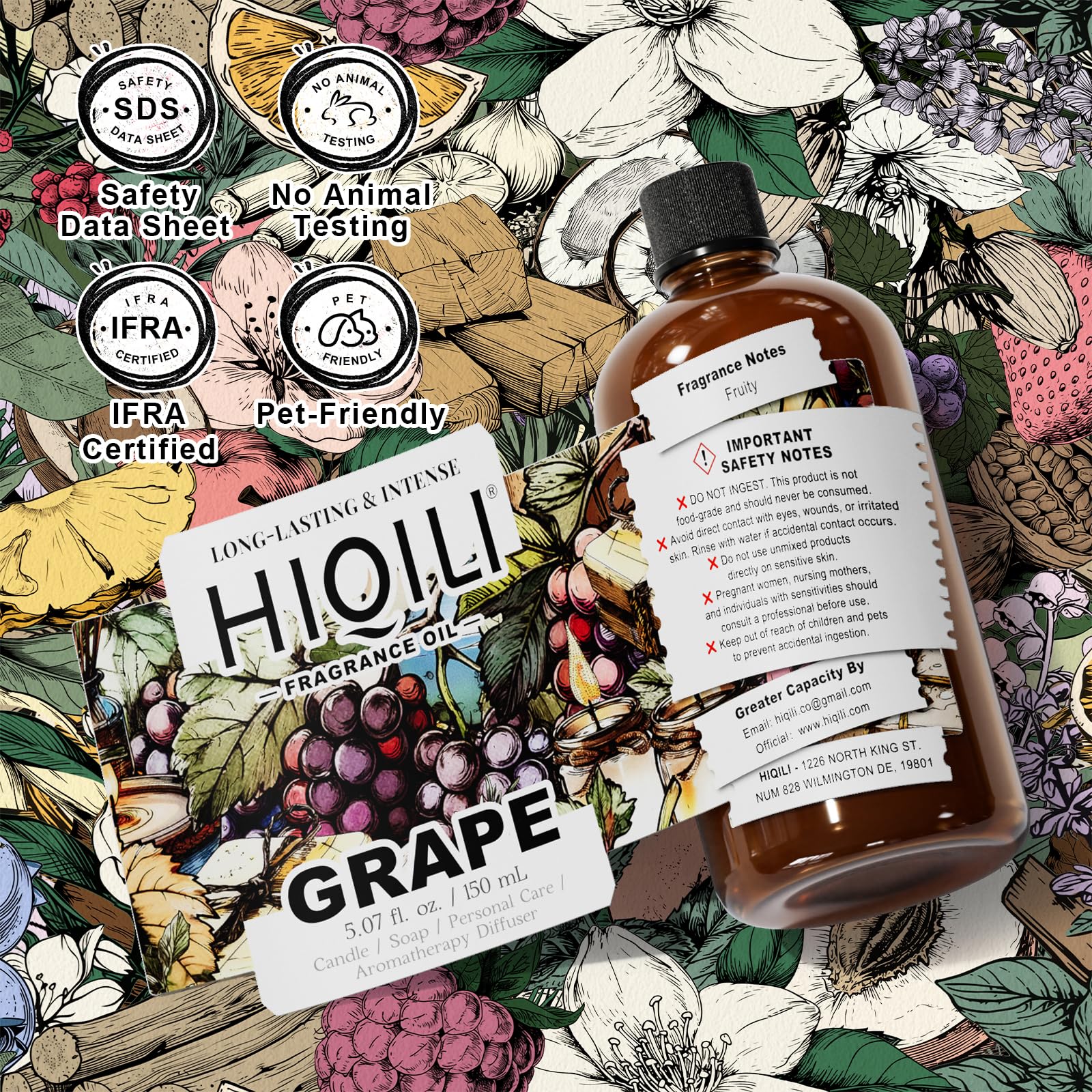 HIQILI huile parfum raisin — cadeau DIY parfumé pour occasions spéciales