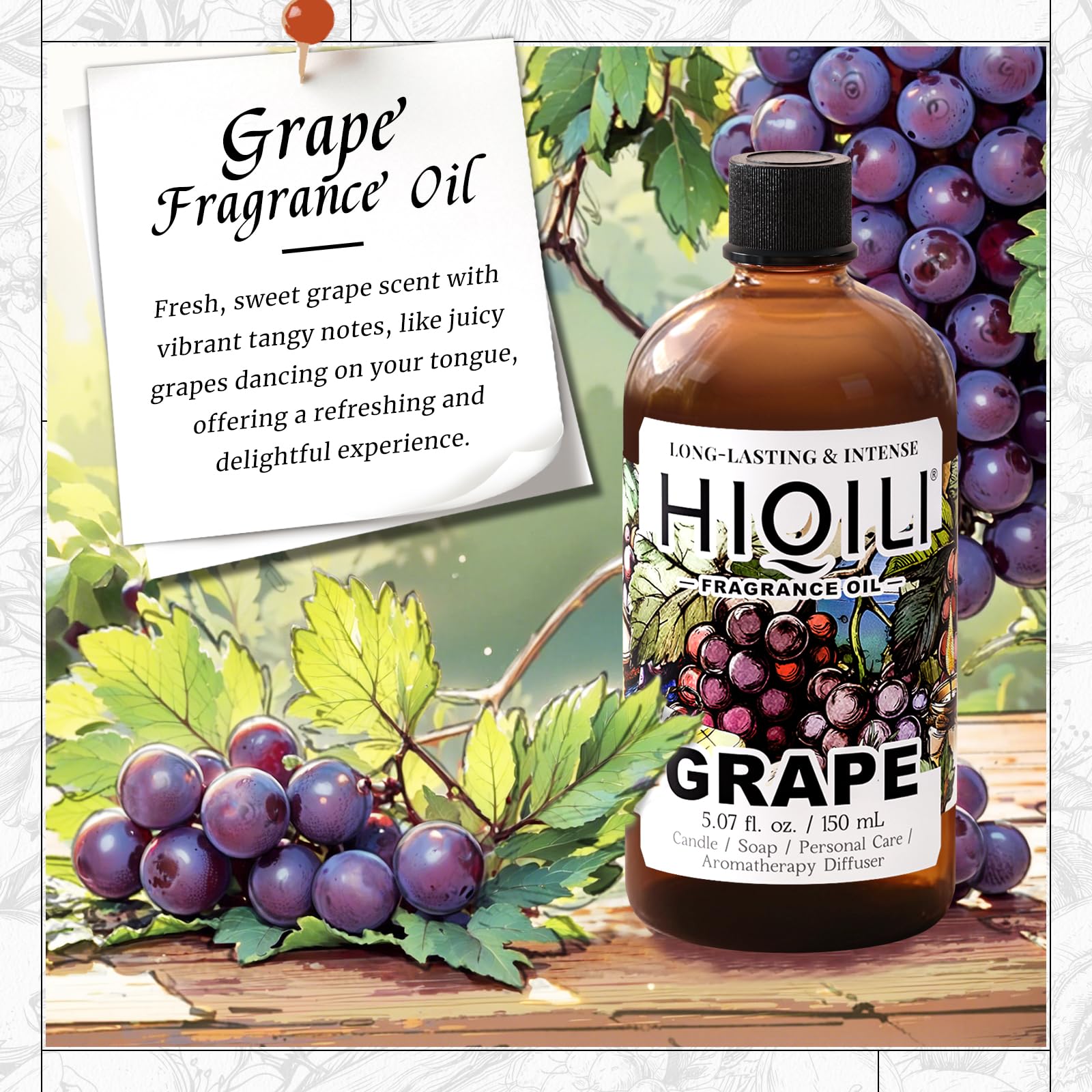HIQILI huile parfum raisin — diffuseur ambiance durable pour une pièce en parfum fruité
