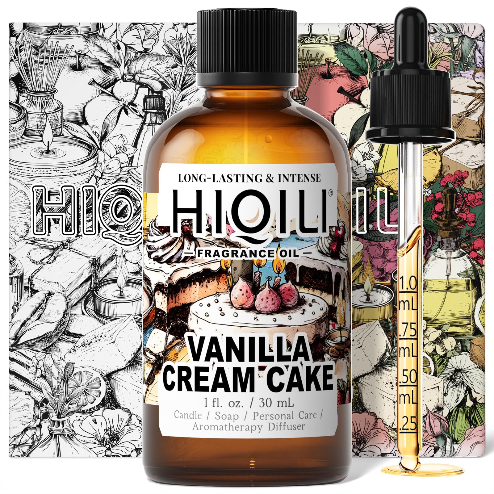 HIQILI huile parfum vanille crème – flacon élégant pour diffusion gourmande