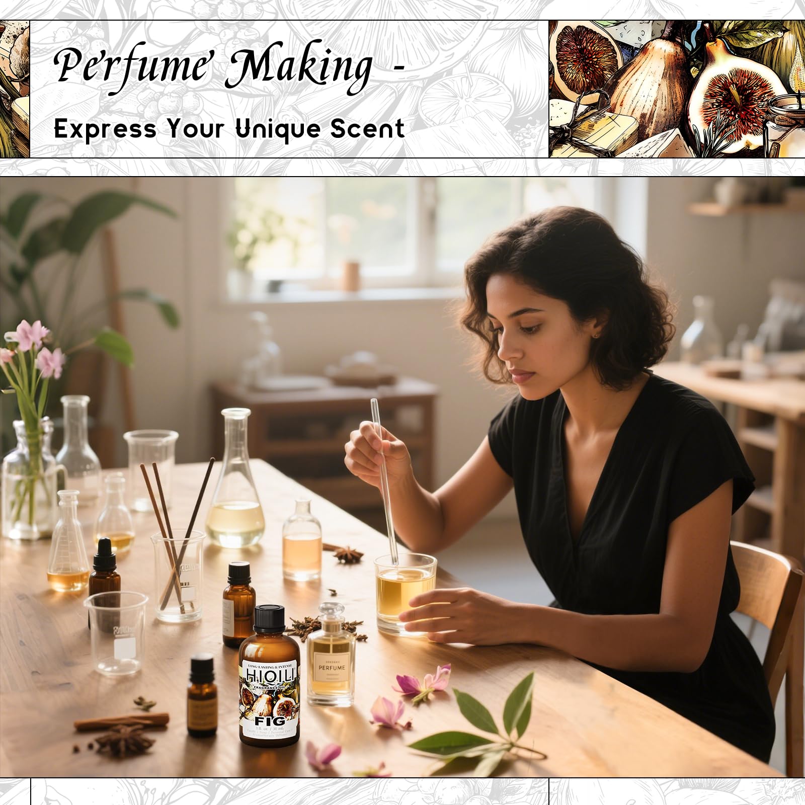 HIQILI huile parfumée figue – bougie artisanale rehaussée par une senteur gourmande