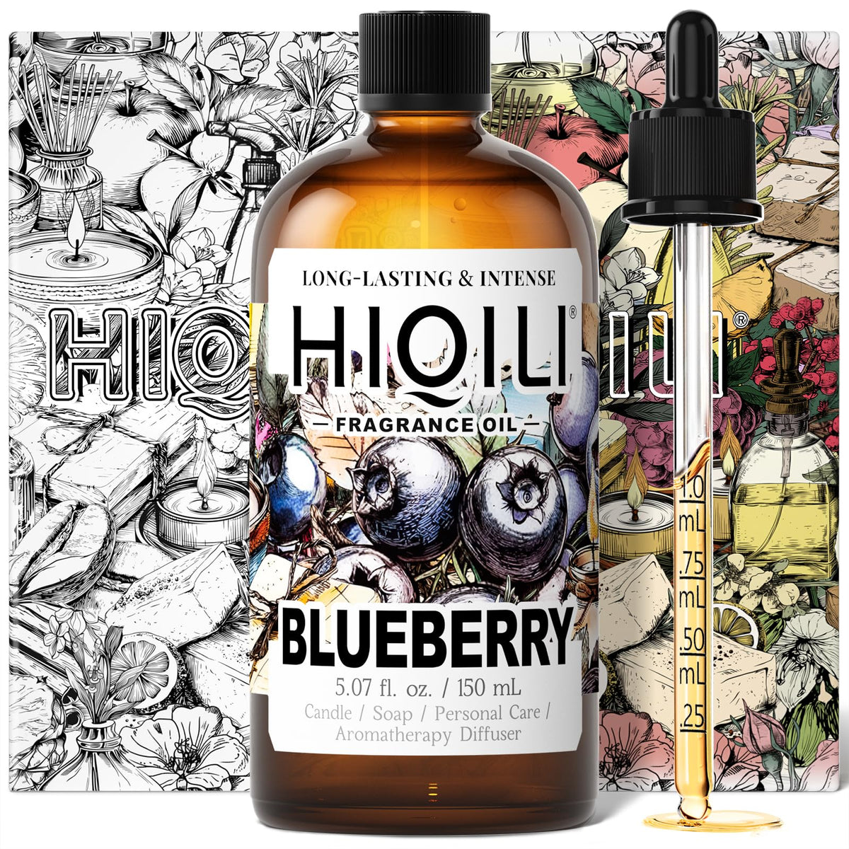HIQILI huile parfumée à la myrtille — bouteille pour parfumer bougies faites maison.