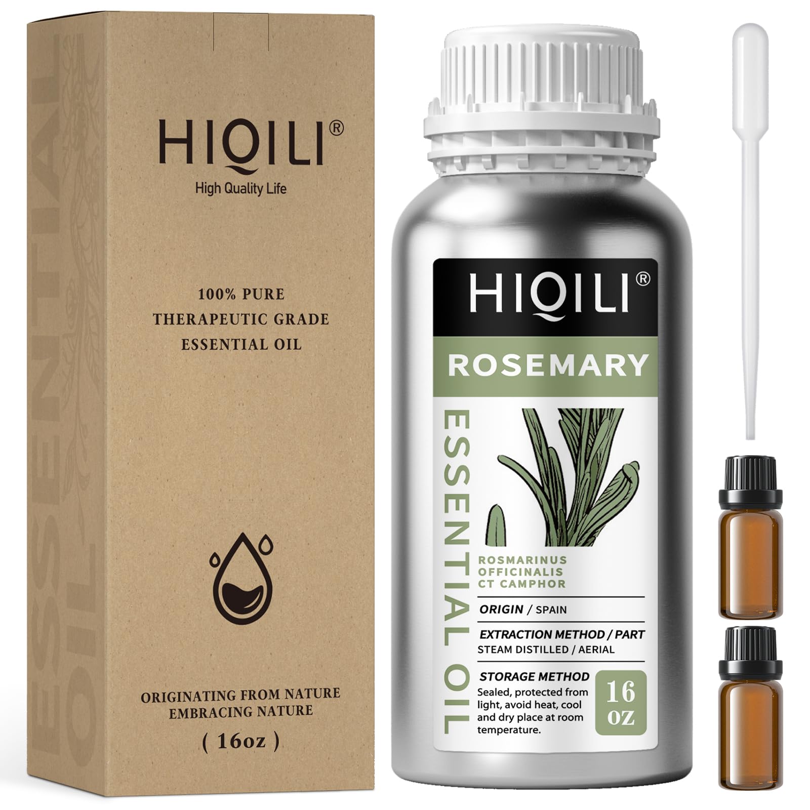 HIQILI huile romarin - bouteille: soin capillaire naturel pour cheveux
