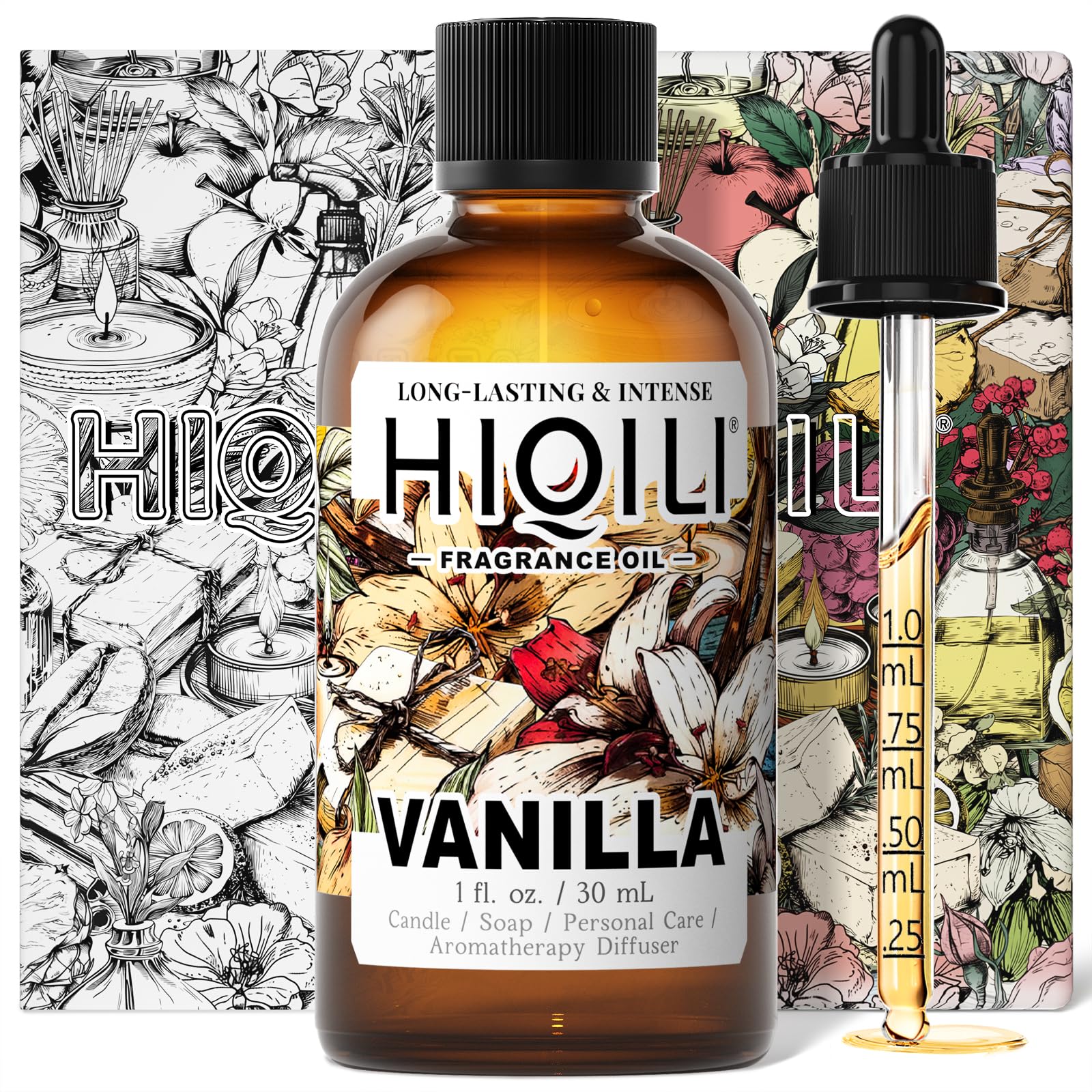 HIQILI huile vanille – bouteille gouttes, parfum durable pour peau.