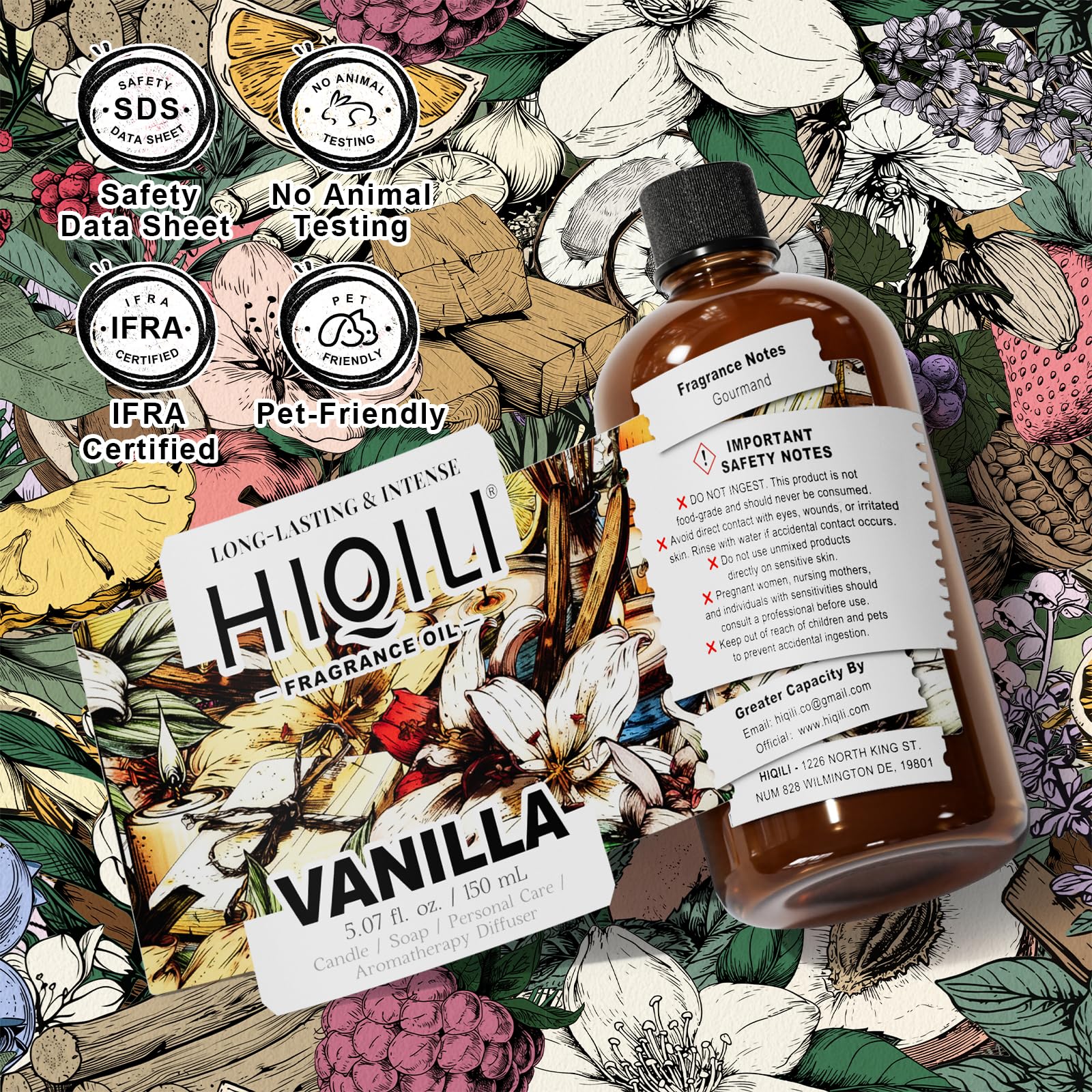 HIQILI huile vanille – désodorisant pièce: ambiance parfumée et durable.