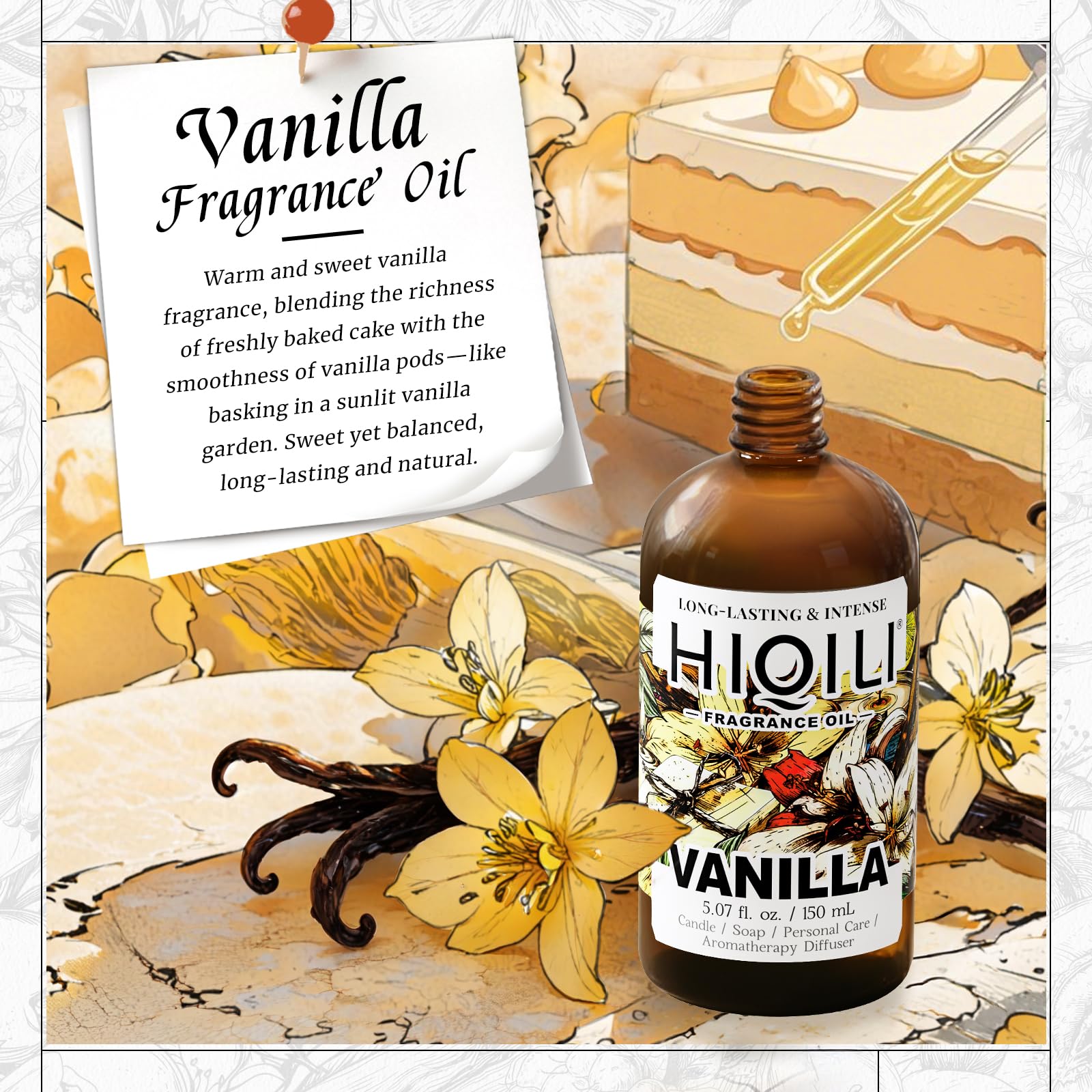 HIQILI huile vanille – diffuseur: ambiance chaleureuse et enveloppante durable.