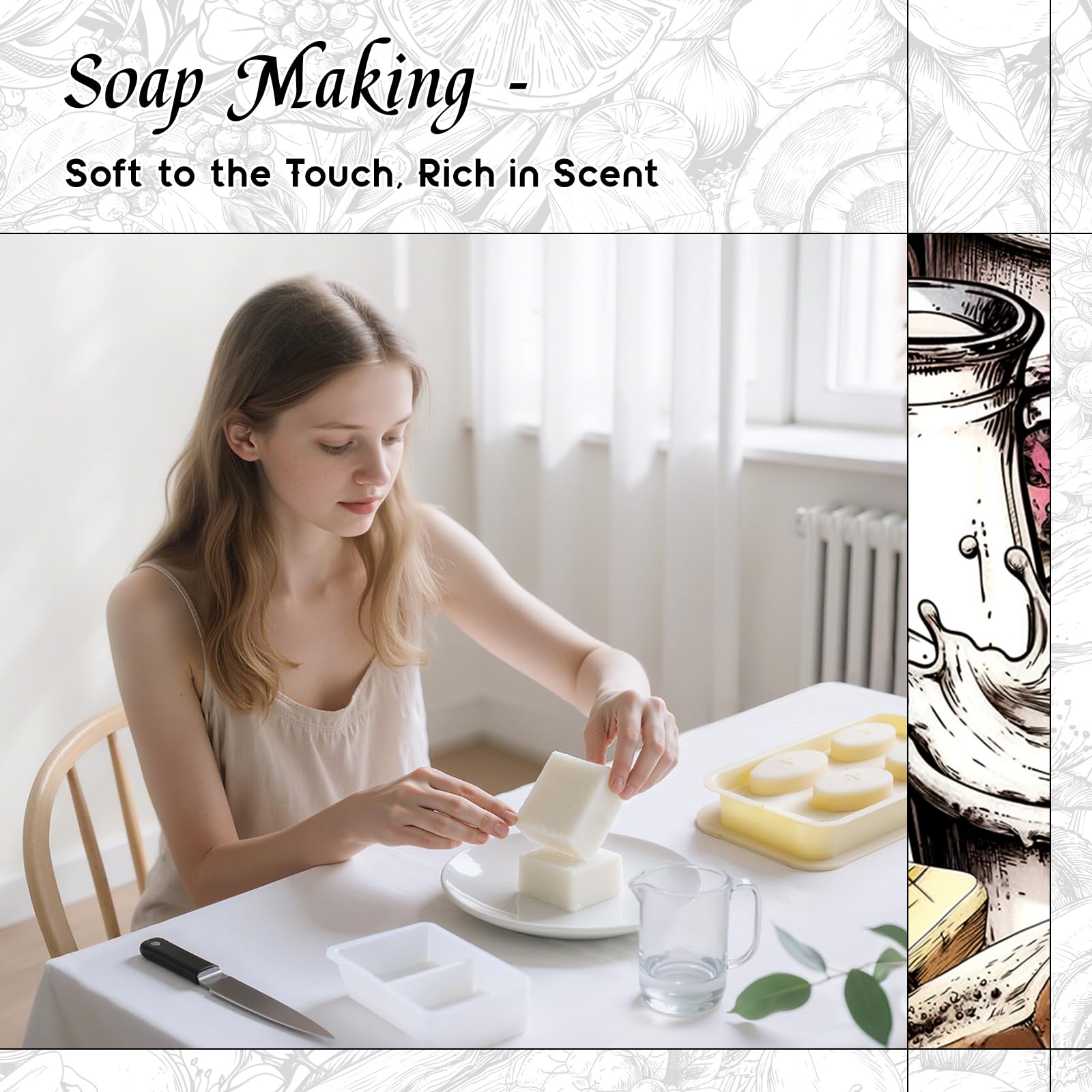 HIQILI Lait Pur – bougie-bricolage, parfum enveloppant pour ambiance cosy.