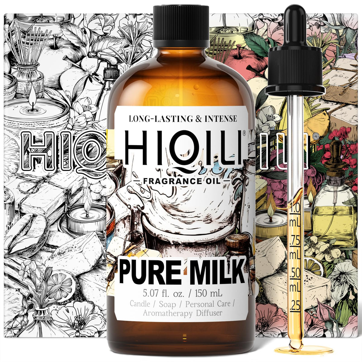 HIQILI Lait Pur – diffuseur-bouteille, diffusion douce et apaisante.