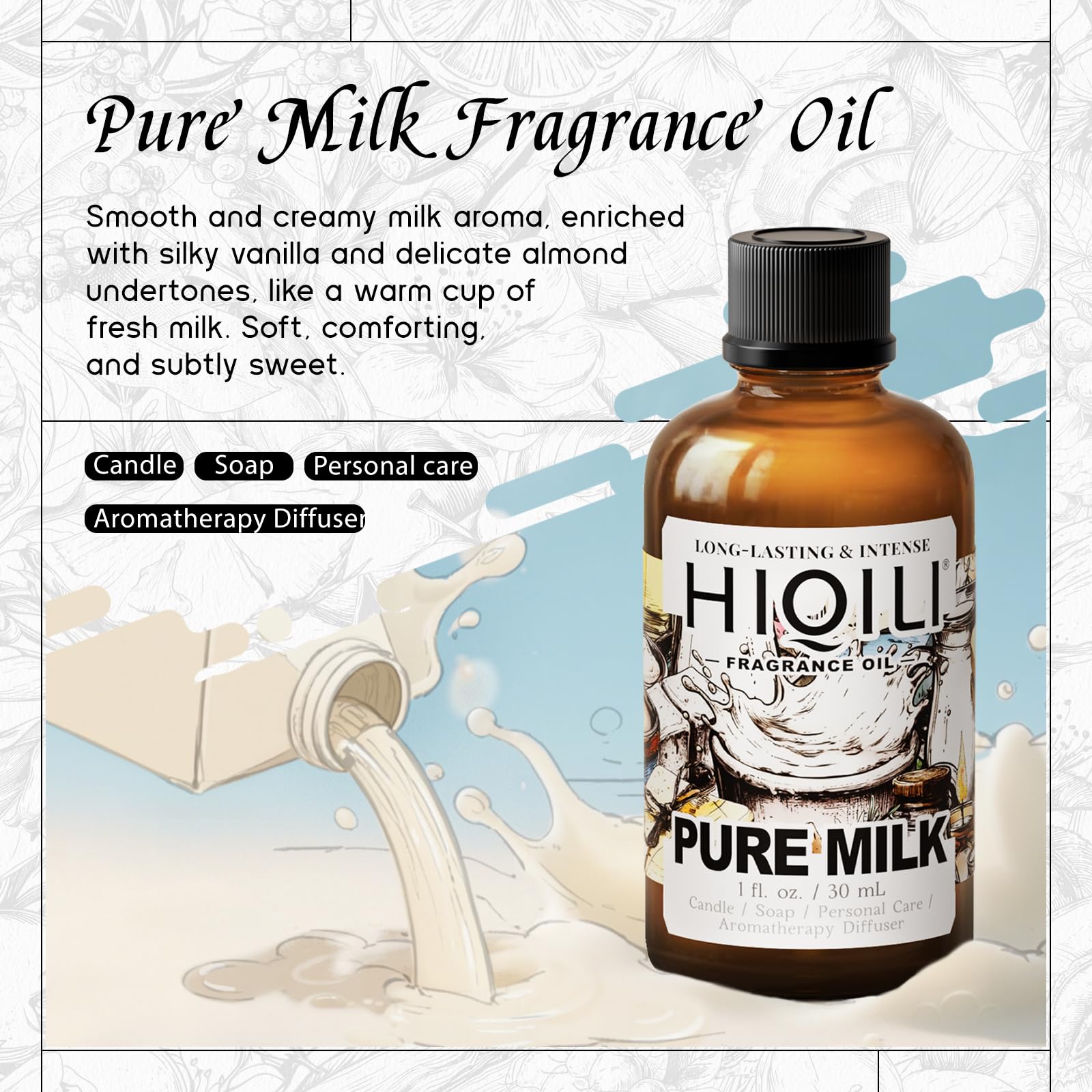 HIQILI Lait Pur Fragrance – diffuseur domestique, parfum durable toute la journée.