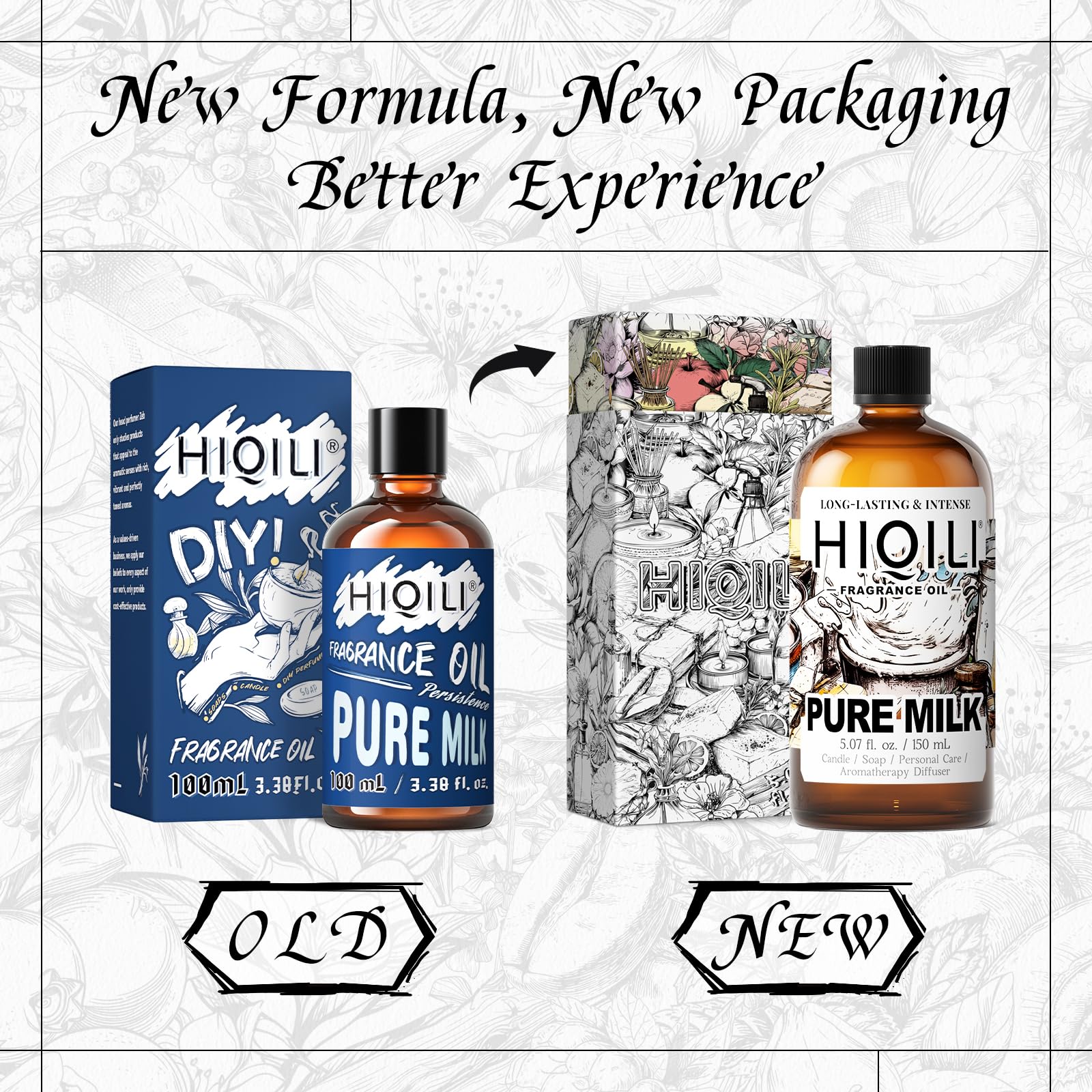 HIQILI Lait Pur – sillage crèmeux, idéal pour bougies et savons faits maison.