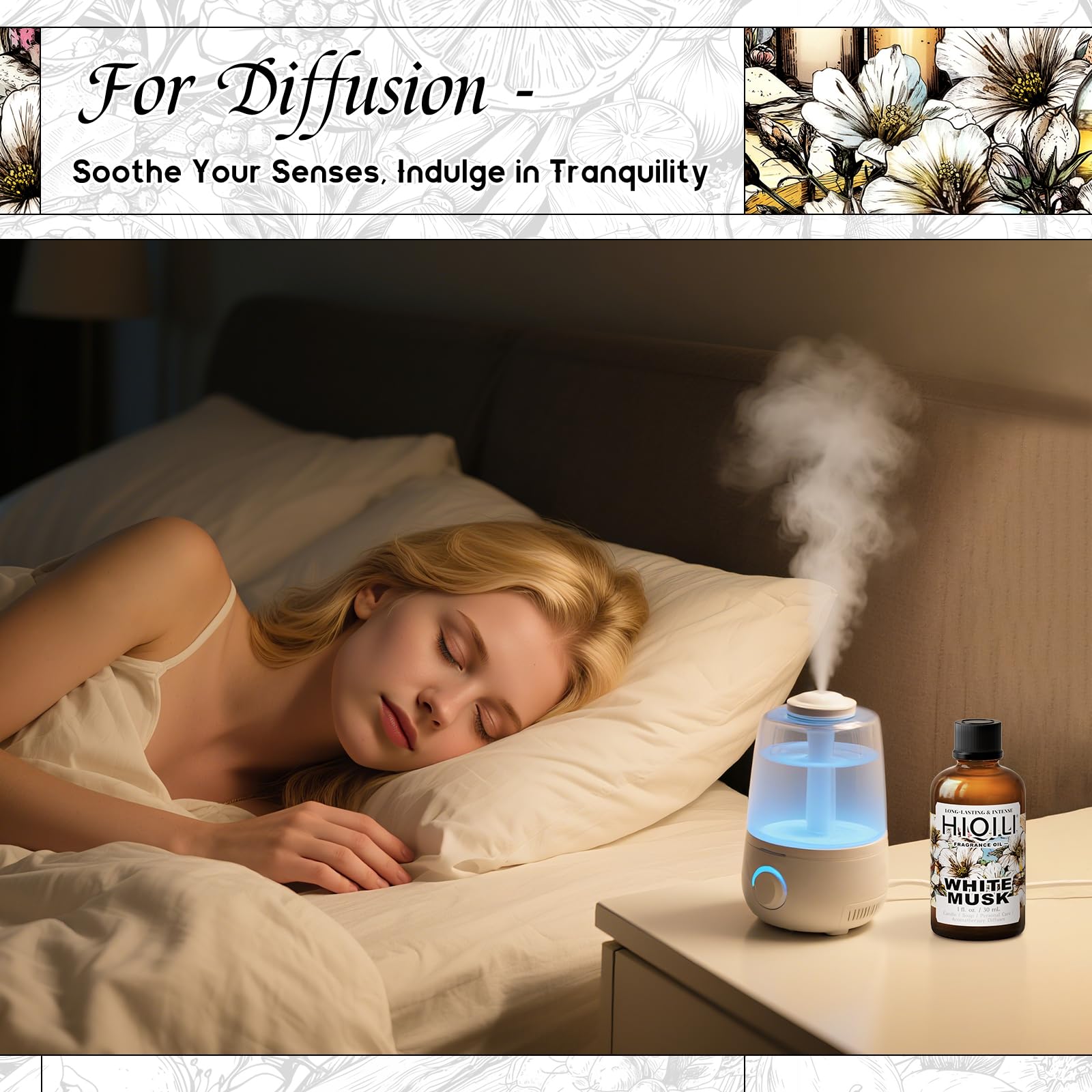 Lotion HIQILI au musc blanc laisse une fragrance légère.