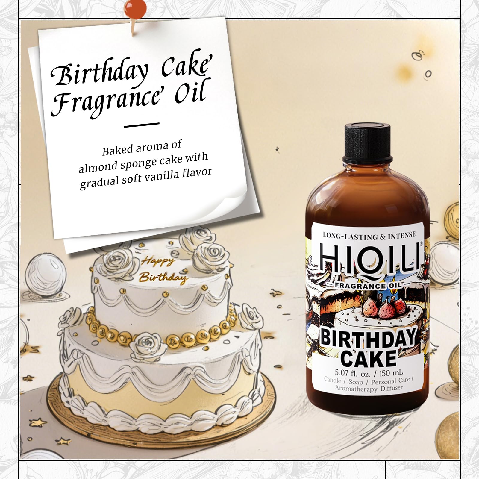 HIQILI note-creme-caramel: parfum sophistiqué pour bougie et fabrication maison.
