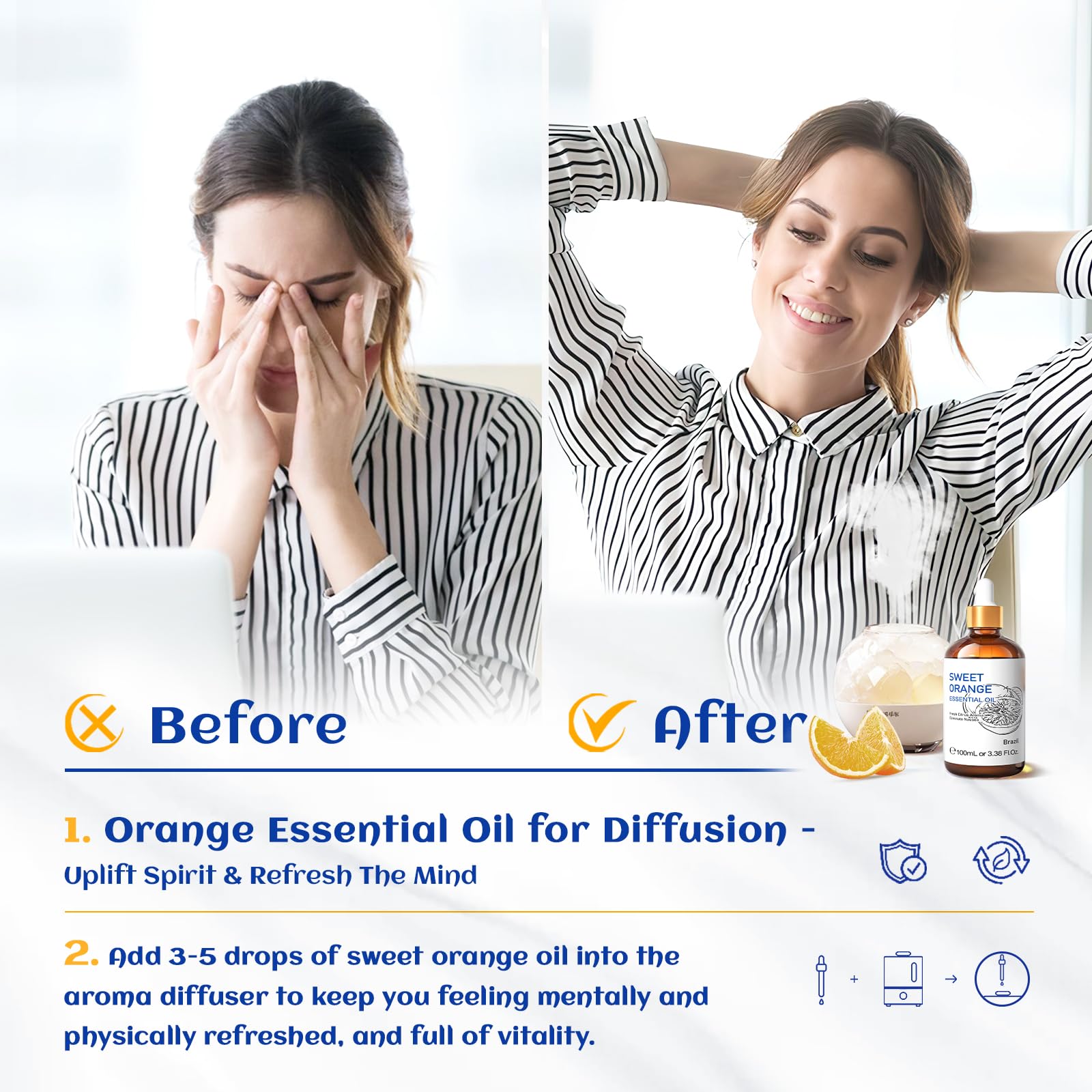 HIQILI huile orange, arôme fruité, senteur agrume parfaite pour diffusion à la maison.