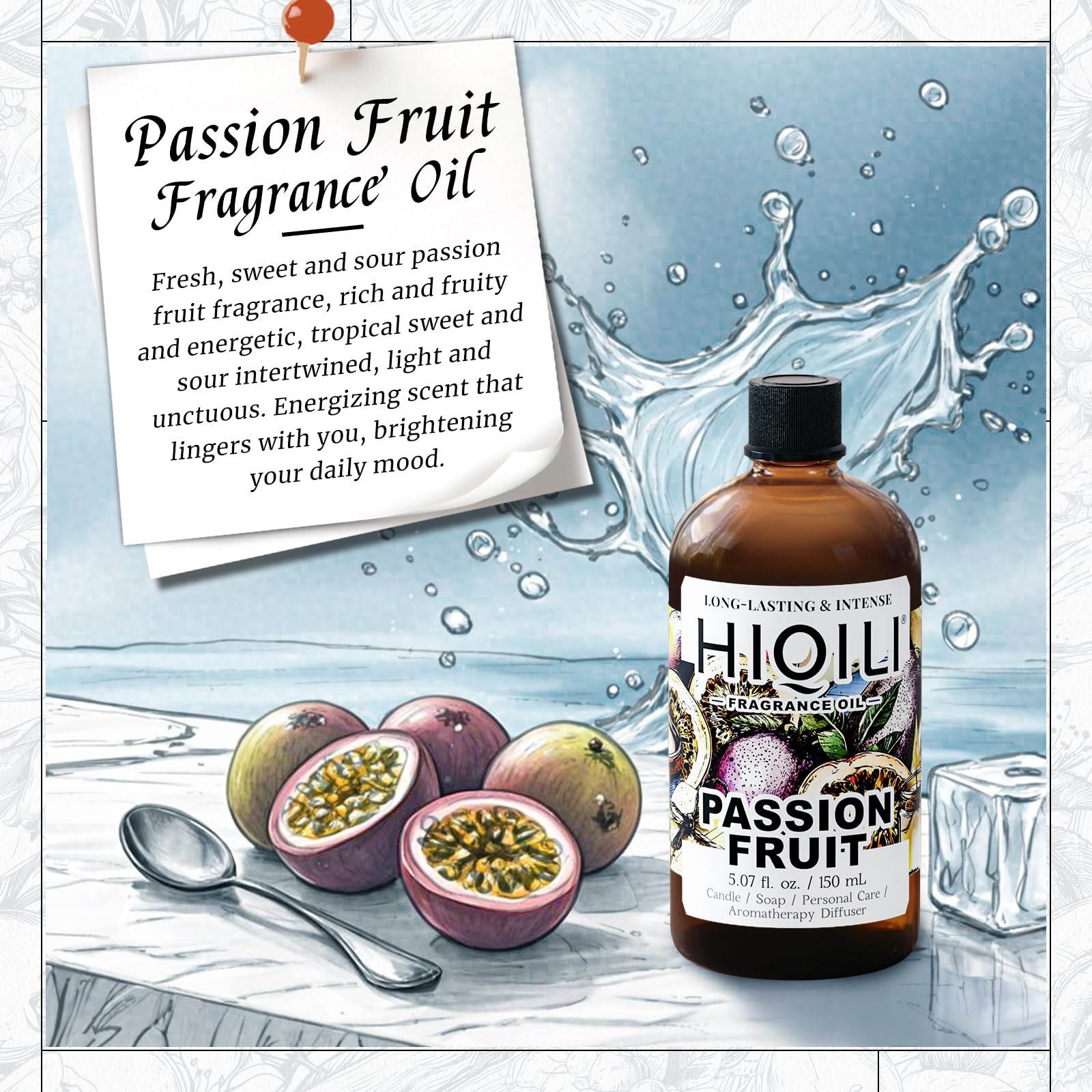 HIQILI Parfum Fruit de la Passion – goutte à goutte pour diffuseur durable.