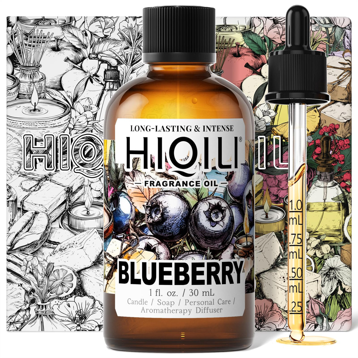HIQILI parfum Myrtille - bouteille: parfum fruité pour bougies et savons