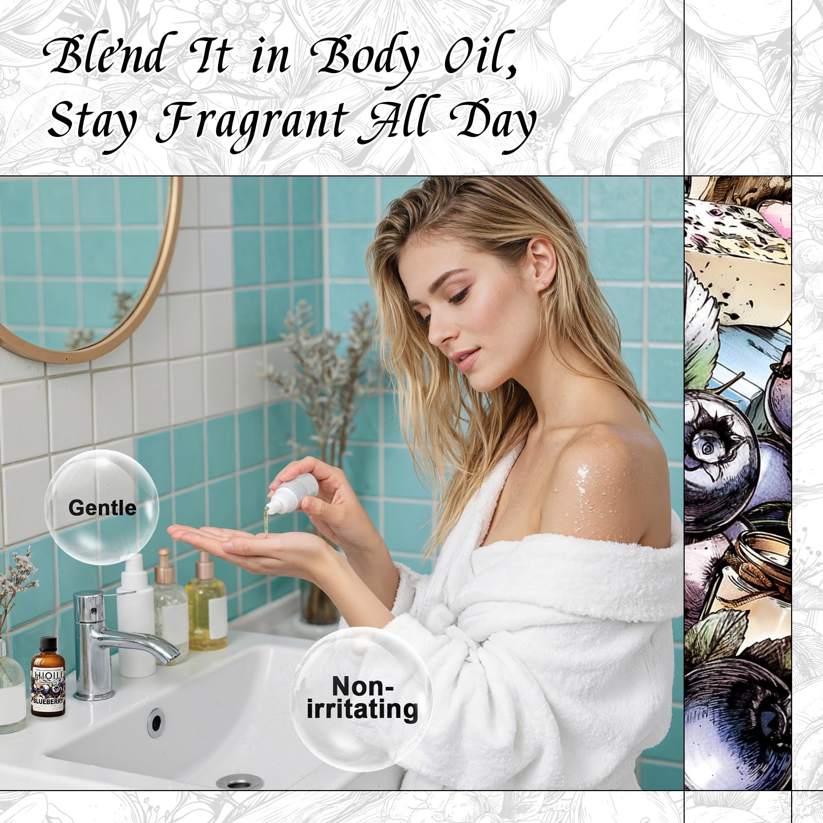 HIQILI parfum Myrtille - lotion: parfum Myrtille pour les textures cosmétiques