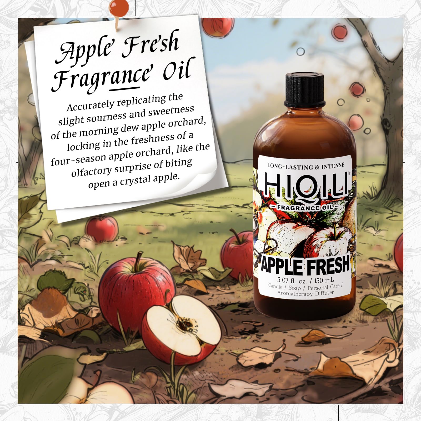 HIQILI Pomme Fraîche bougie: parfum chaleureux qui réchauffe l’ambiance.