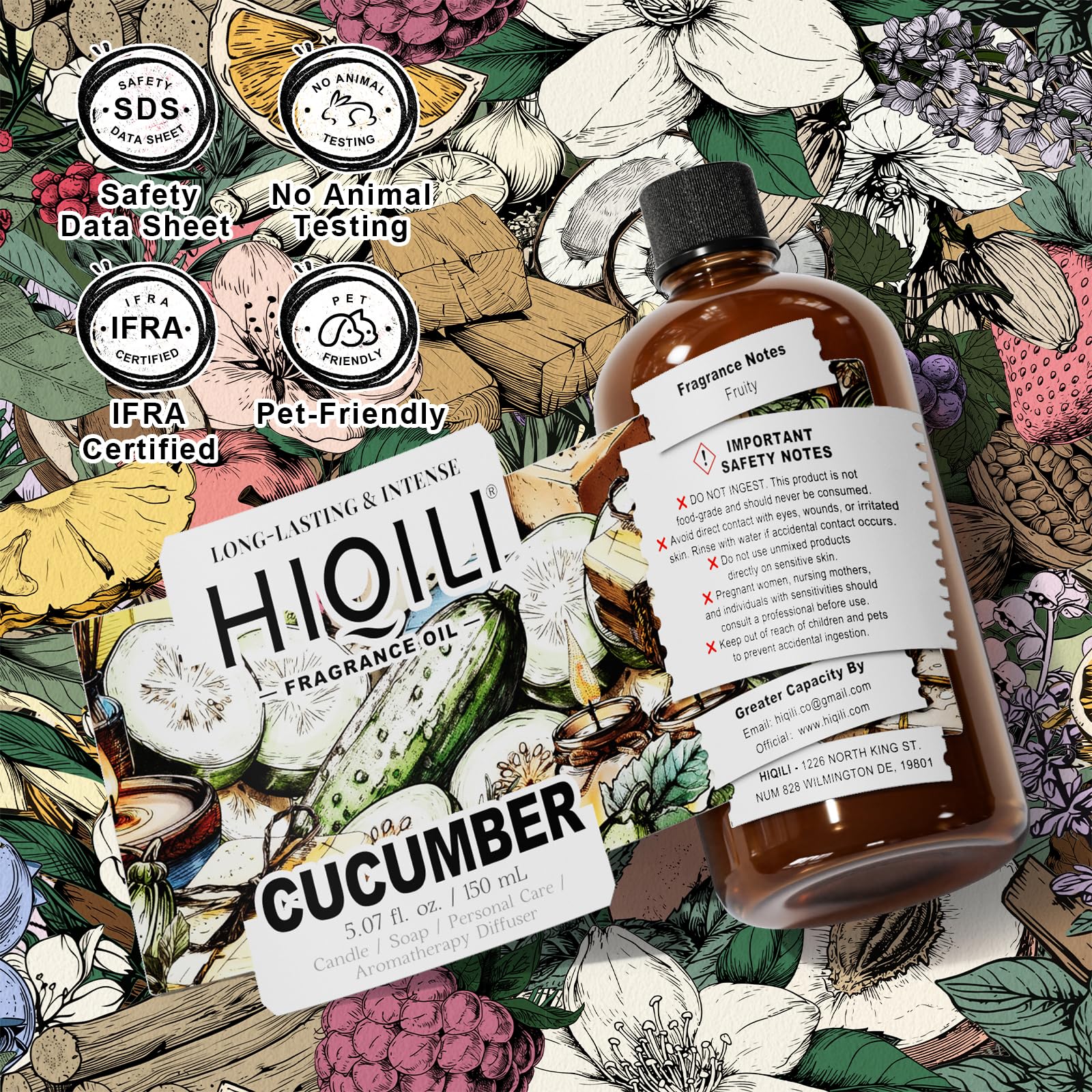 Tonique visage au concombre HIQILI, parfum délicat.