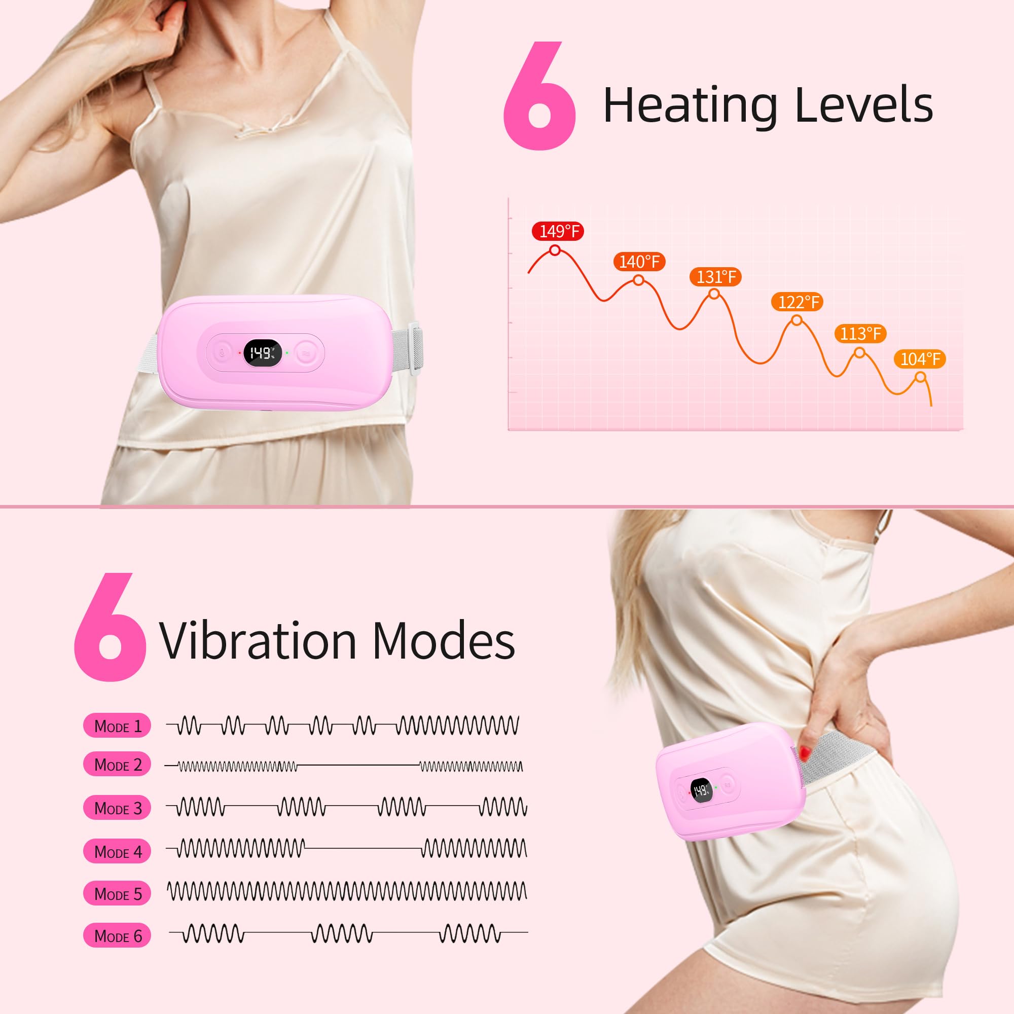 Hirane mode vibration 6 pour un massage ciblé du bas du dos.