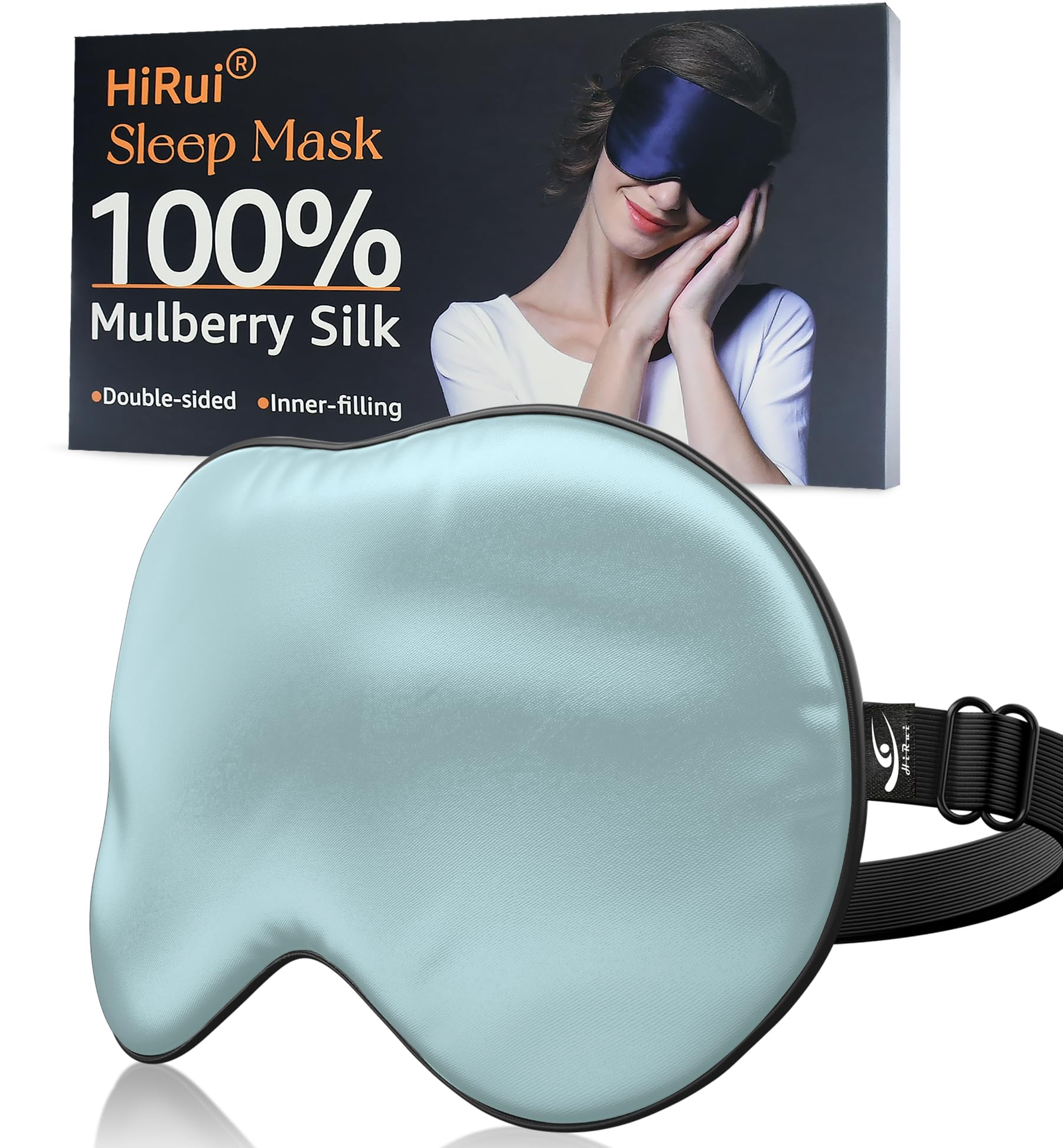 HiRui masque sommeil en soie double-face exterieur, douceur luxueuse pour la peau.