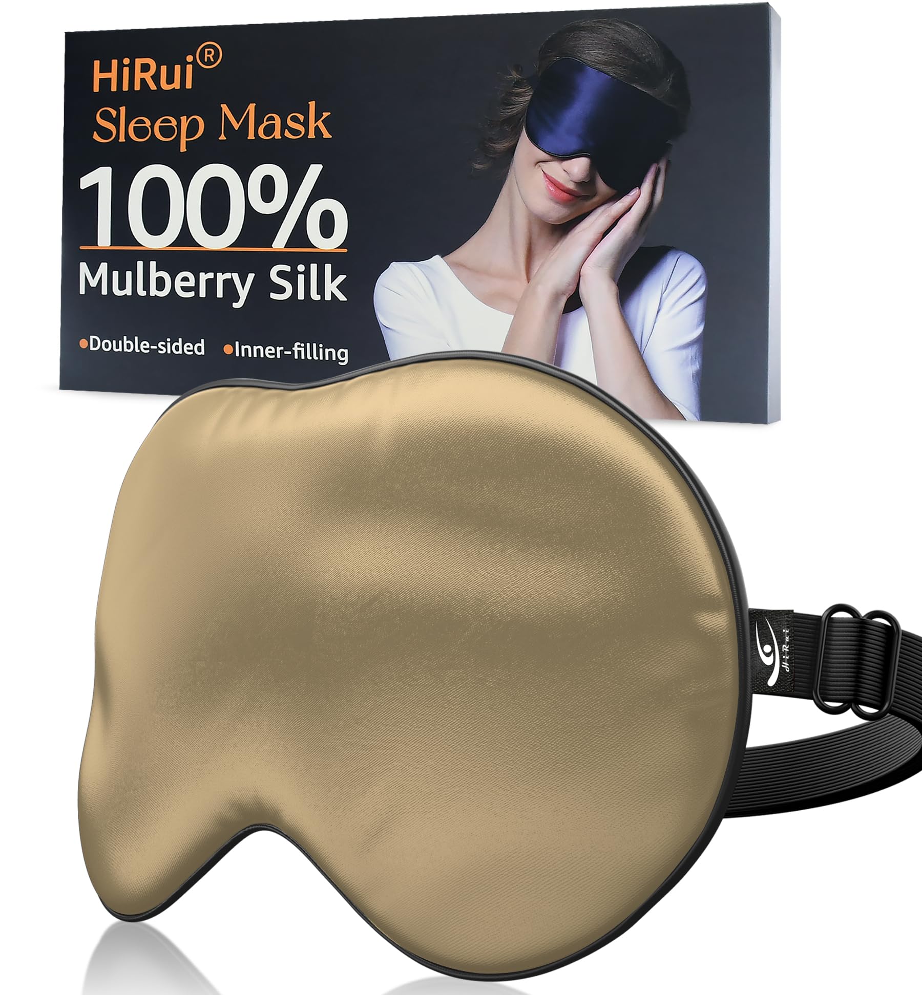 HiRui masque de sommeil en soie double-face pour une douceurluxueuse et respectueuse de la peau