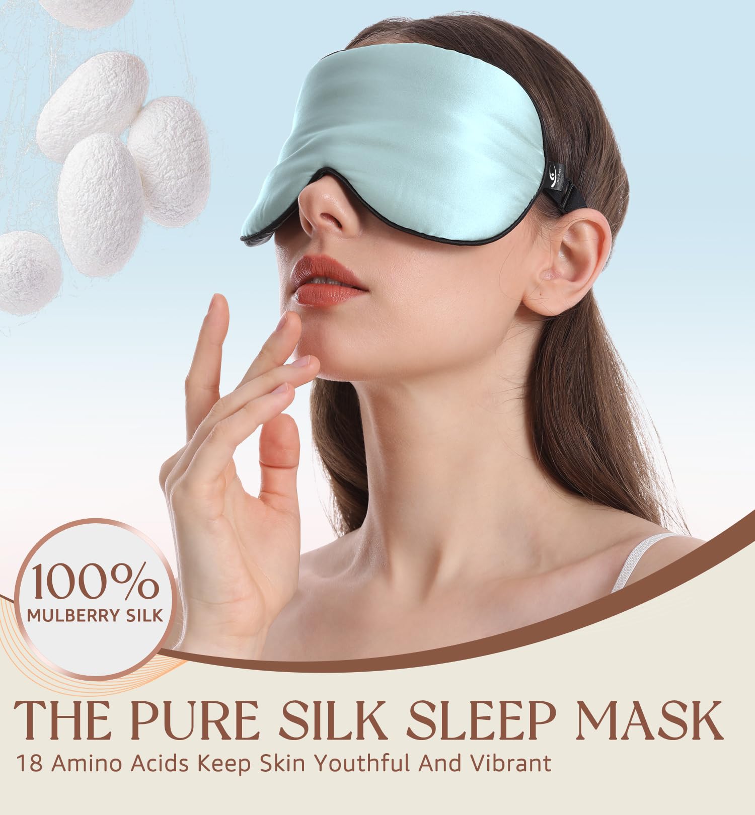 HiRui masque sommeil avec rembourrage en soie, confort et respirabilité pendant le repos.