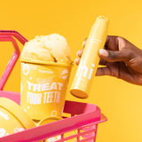 Sourire frais après usage, goût mangue sorbet et fraîcheur durable.
