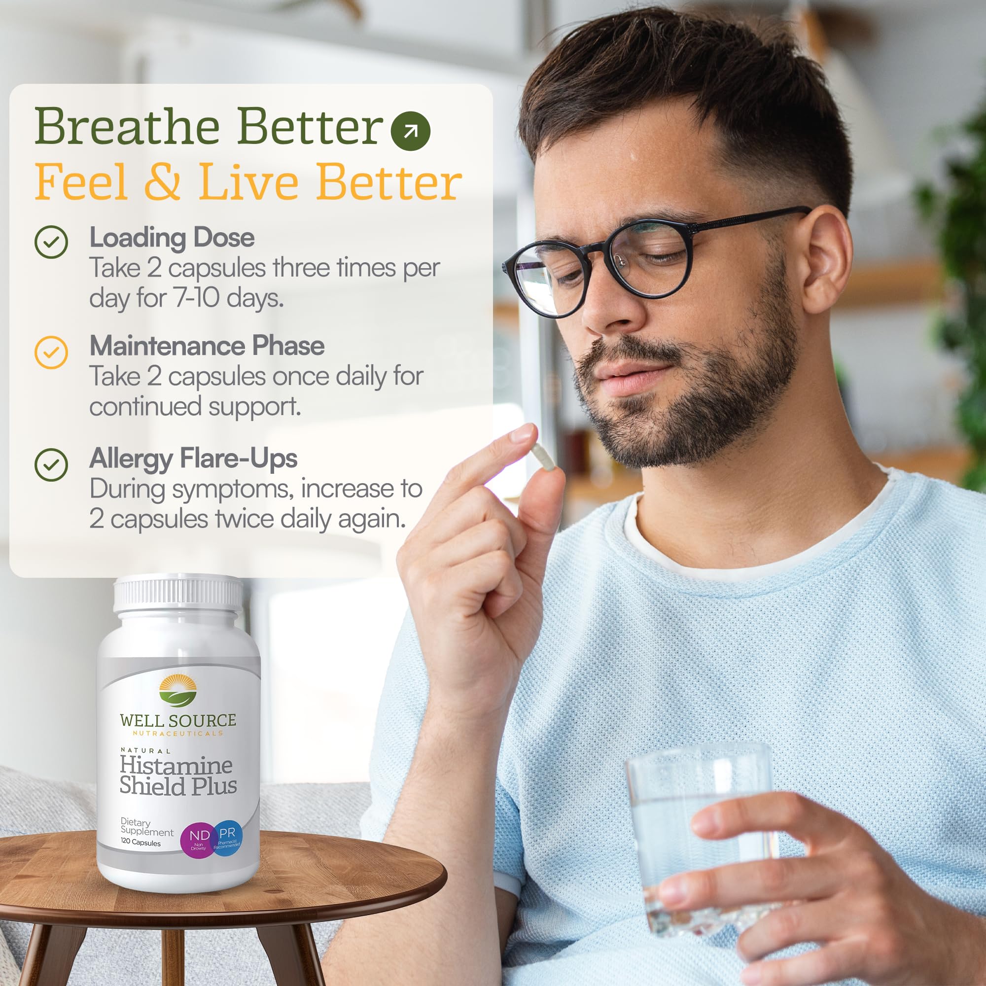 Histamine Shield Plus: gélules végétales faciles à absorber pour une utilisation pratique.
