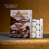Arnica Drops Historical Remedies en format lozenge portable pour déplacements.