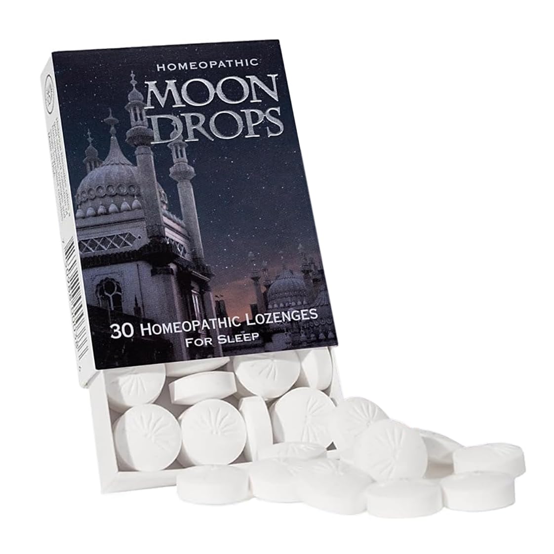 Moon Drops dans sa boîte compacte, prête à voyager pour un sommeil apaisé
