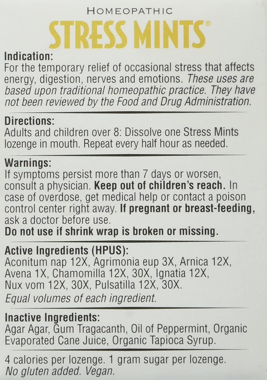 Historical Remedies Stress Mints — arôme menthe frais, format voyage discret.