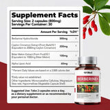 HiWell Berberine Capsules végétales en bouteille, format quotidien pratique
