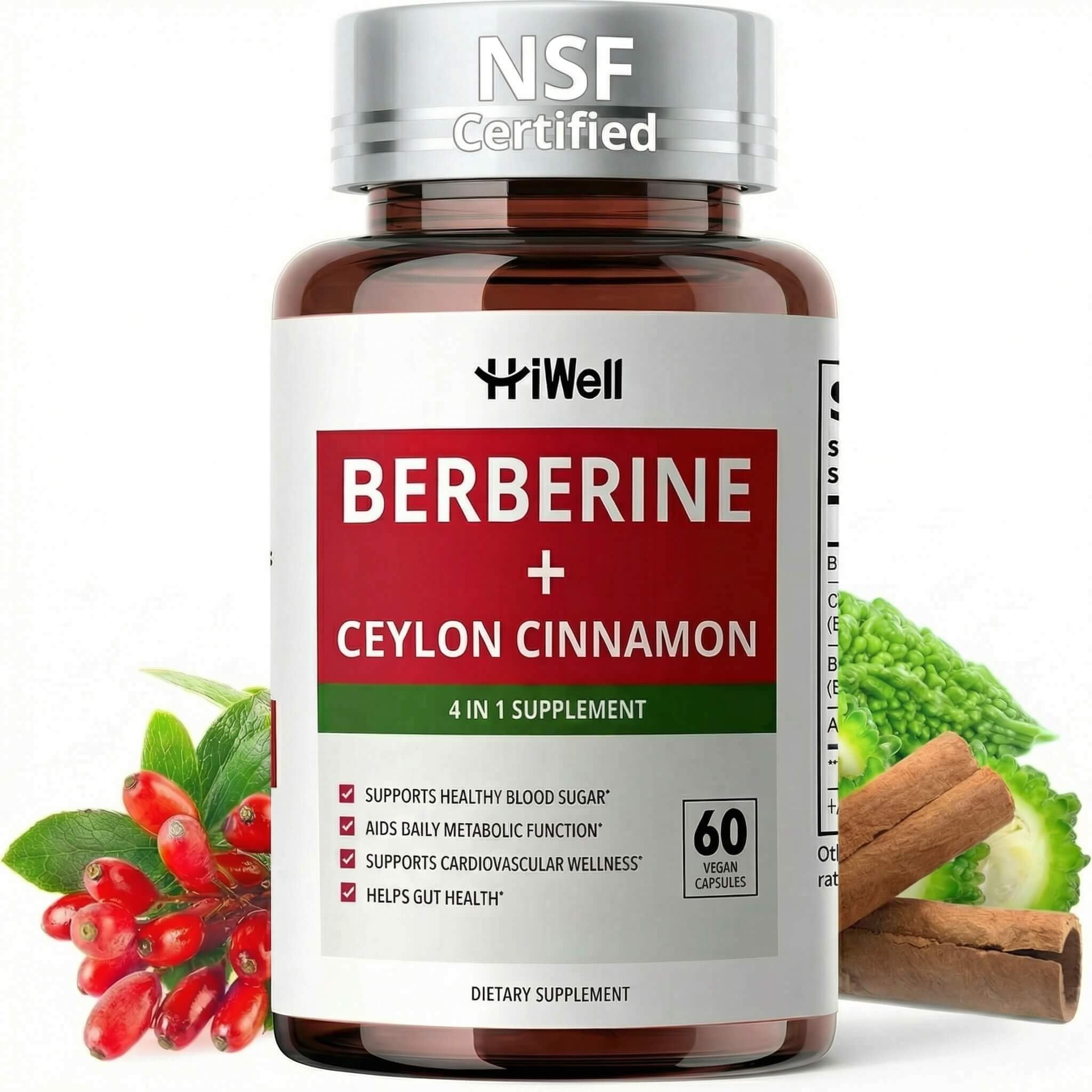 HiWell Berberine Ceylan Cannelle en bouteille pour le métabolisme