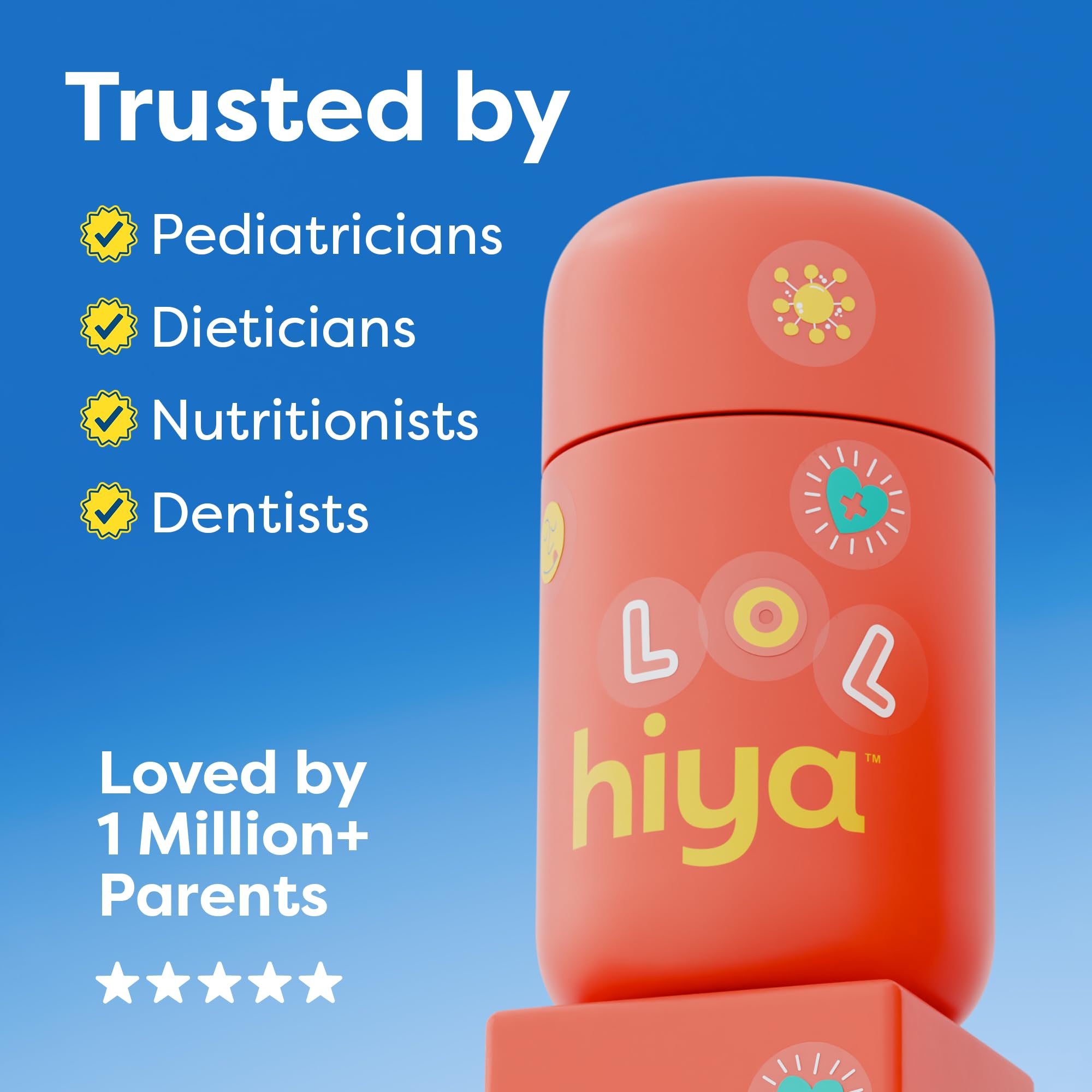 Hiya Iron+ autocollants inclus pour encourager une routine quotidienne.