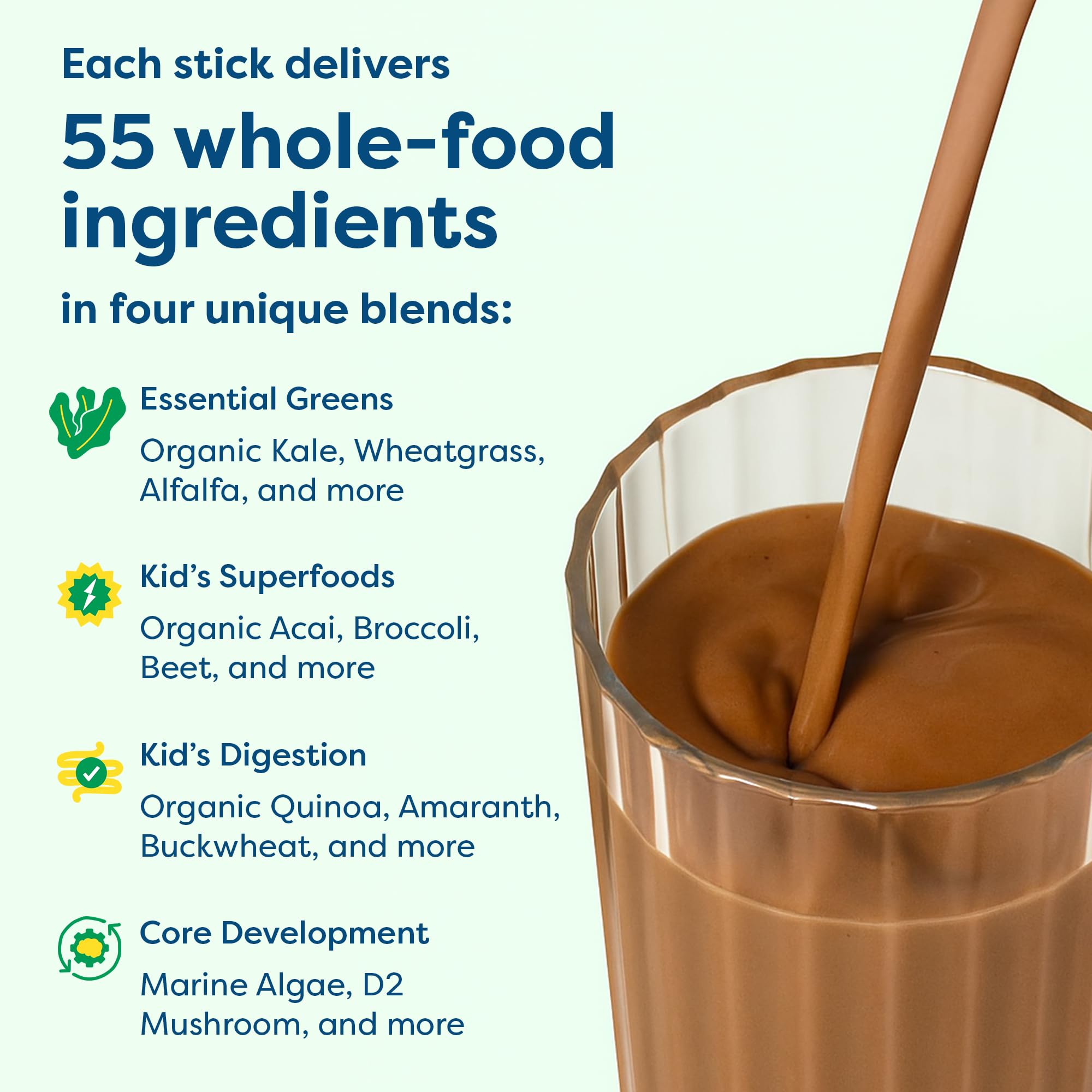 HIYA Kids Greens Mélange Lait Smoothie : goût chocolat apprécié pour les collations