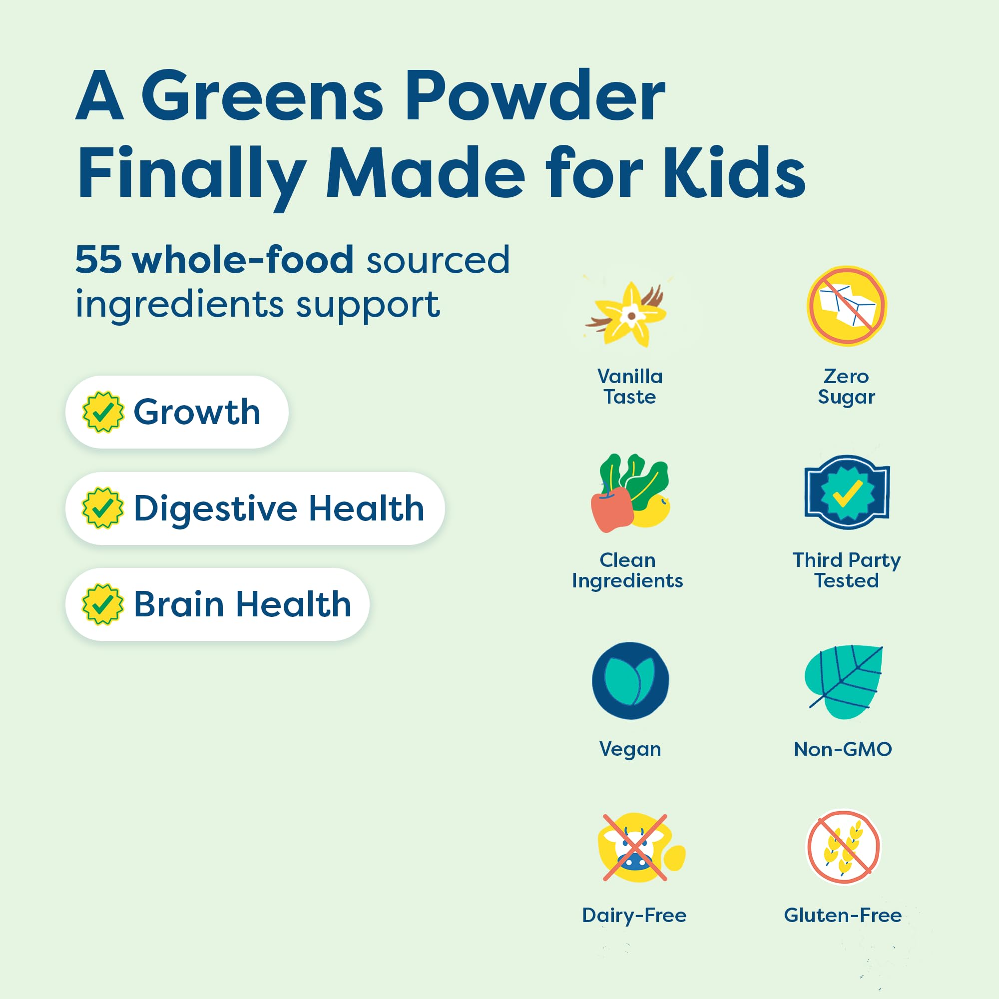 HIYA Kids Greens Stick vanille – poudre facile à mélanger dans le lait du matin.