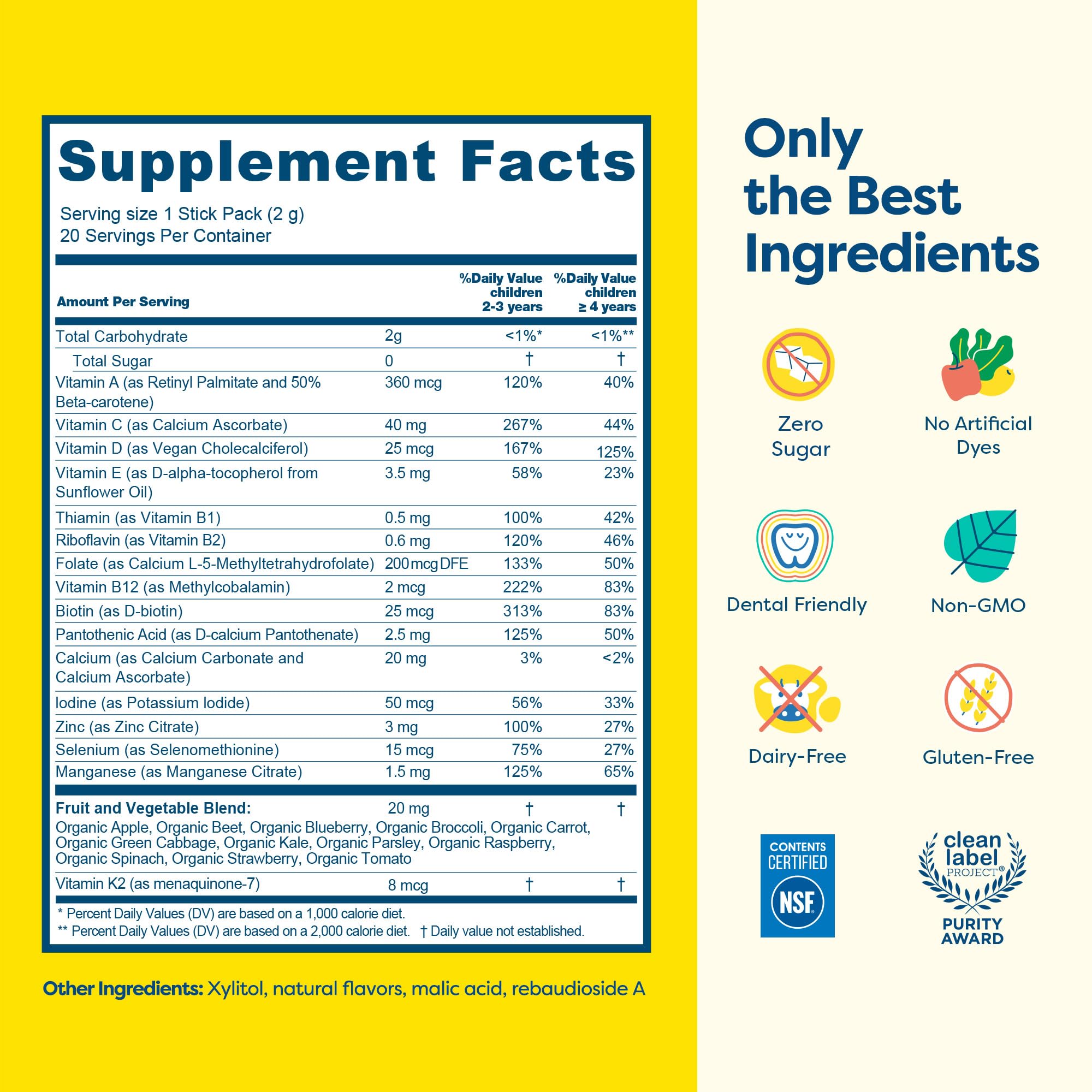 Hiya Kids Multivitamine certification et sécurité soutenues par des tests tiers