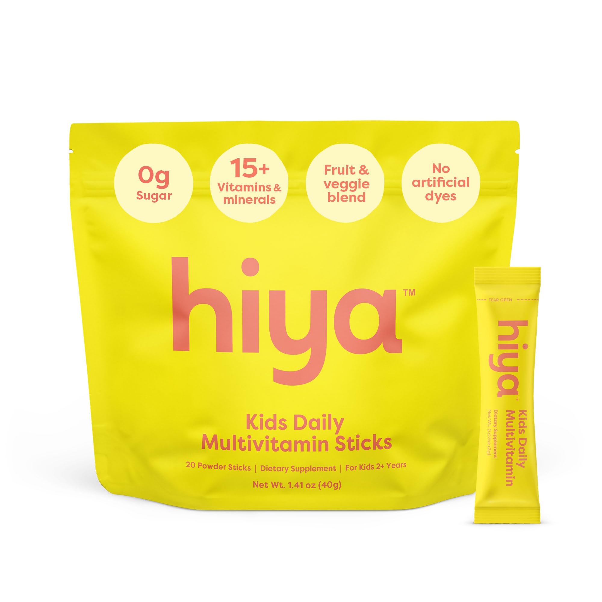 Hiya Kids Multivitamine emballage et bouteille, nutrition quotidienne fiable pour enfants
