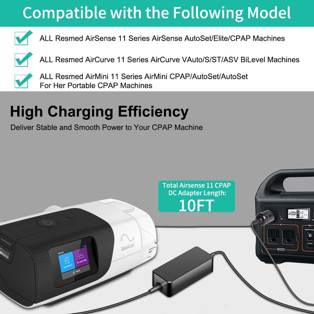 HKY alimentation AirSense 11, connecteur fiable pour voyages et camping.