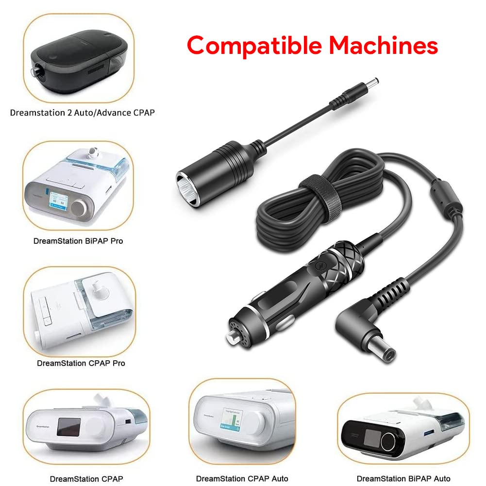 HKY Connecteur allume-cigare 12V pour CPAP en déplacement.