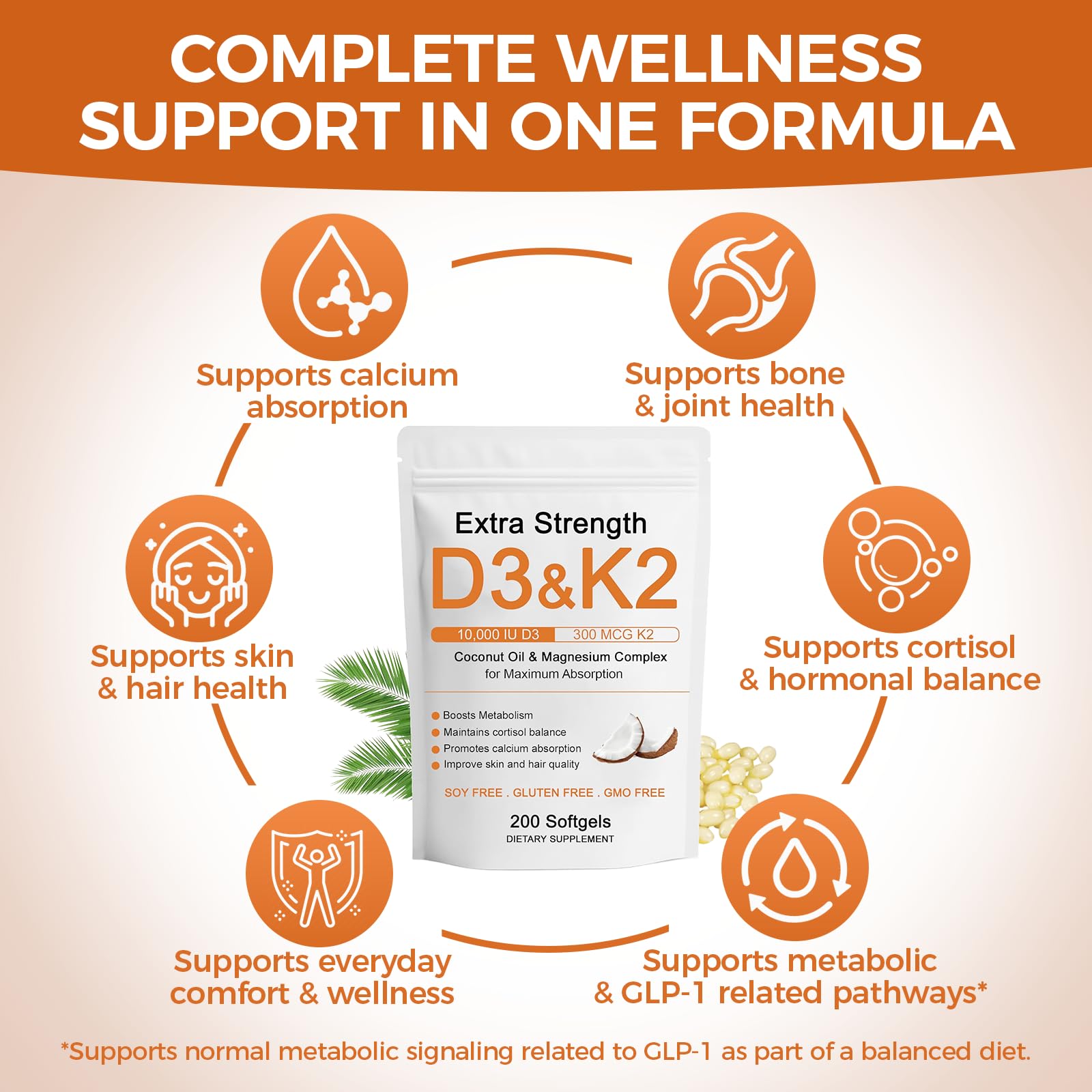 Hlonns D3K2 magnésium - capsules pour une meilleure absorption du calcium