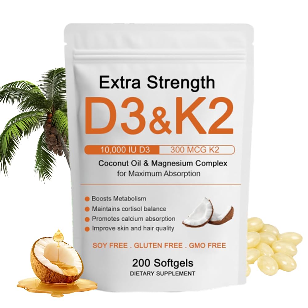 Hlonns D3K2 triple magnesium - bouteille, soutien potentiel des os et de l'énergie