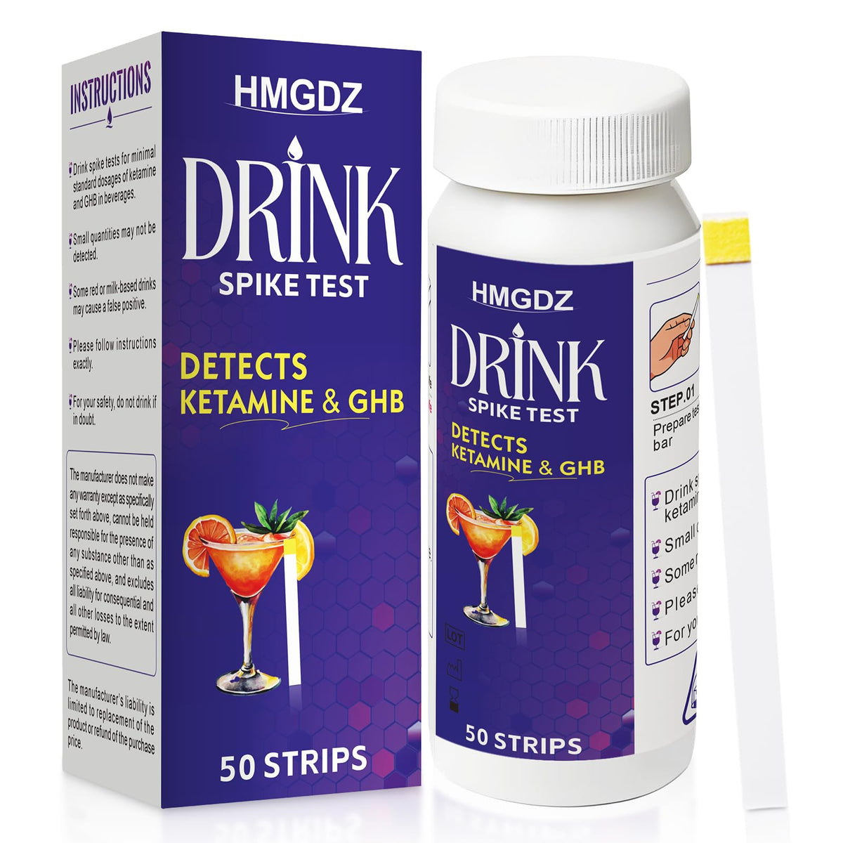 HMGDZ tampons-detection-boisson-50 : détection rapide dans vos boissons.