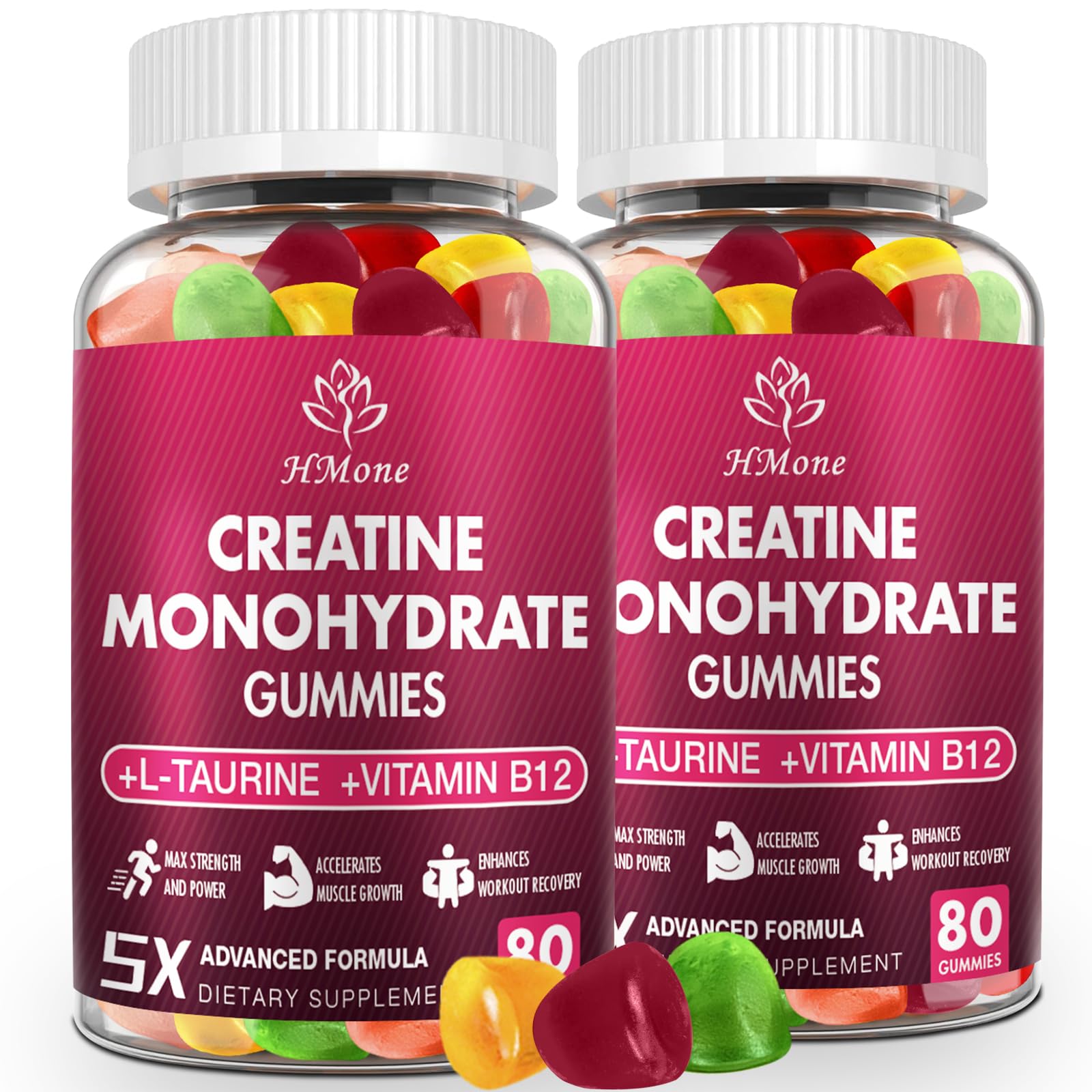 HMone Créatine Monohydrate Gommes en bouteille pour une prise quotidienne pratique
