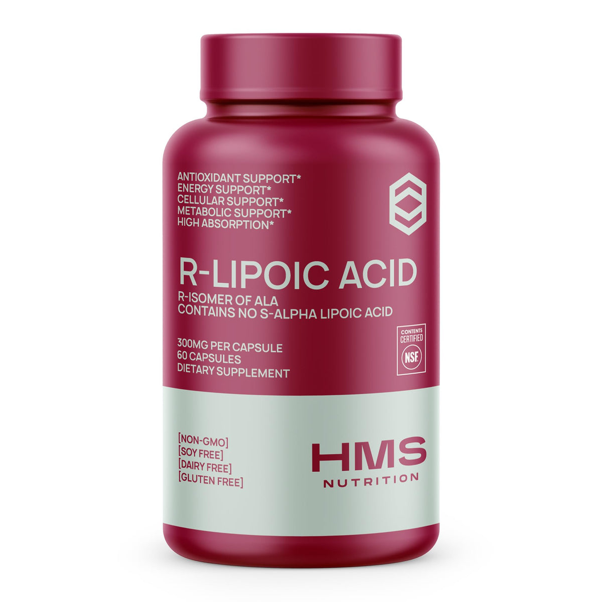 HMS Nutrition Acide lipoïque R stabilisé, capsules faciles à avaler pour énergie potentielle