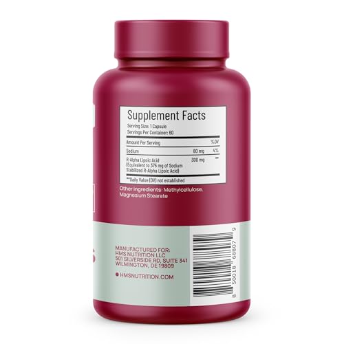 Certification NSF sur l'étiquette HMS Nutrition Acide lipoïque R stabilisé